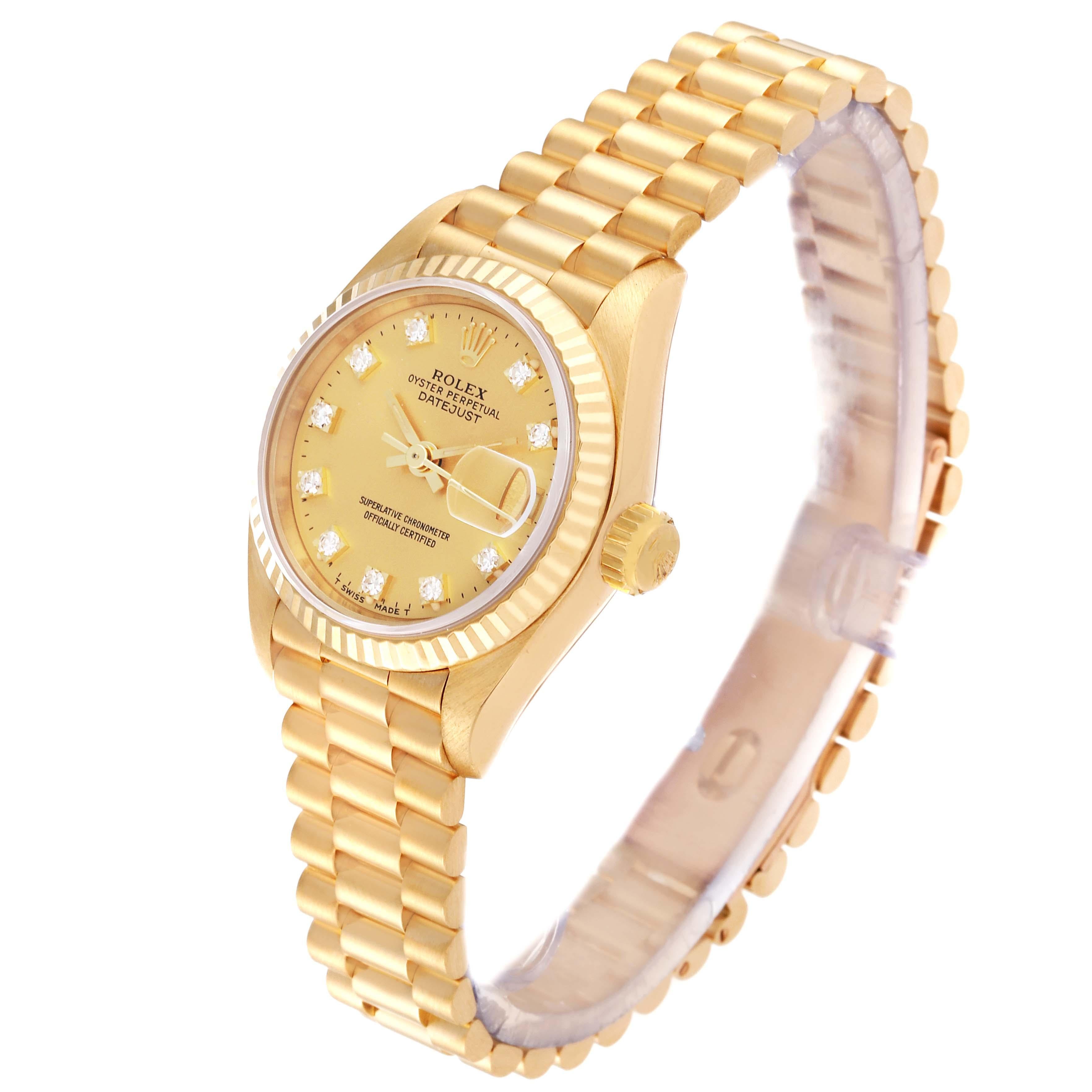Rolex Datejust President Diamond Dial Yellow Gold Ladies Watch 69178 Box Papers 7