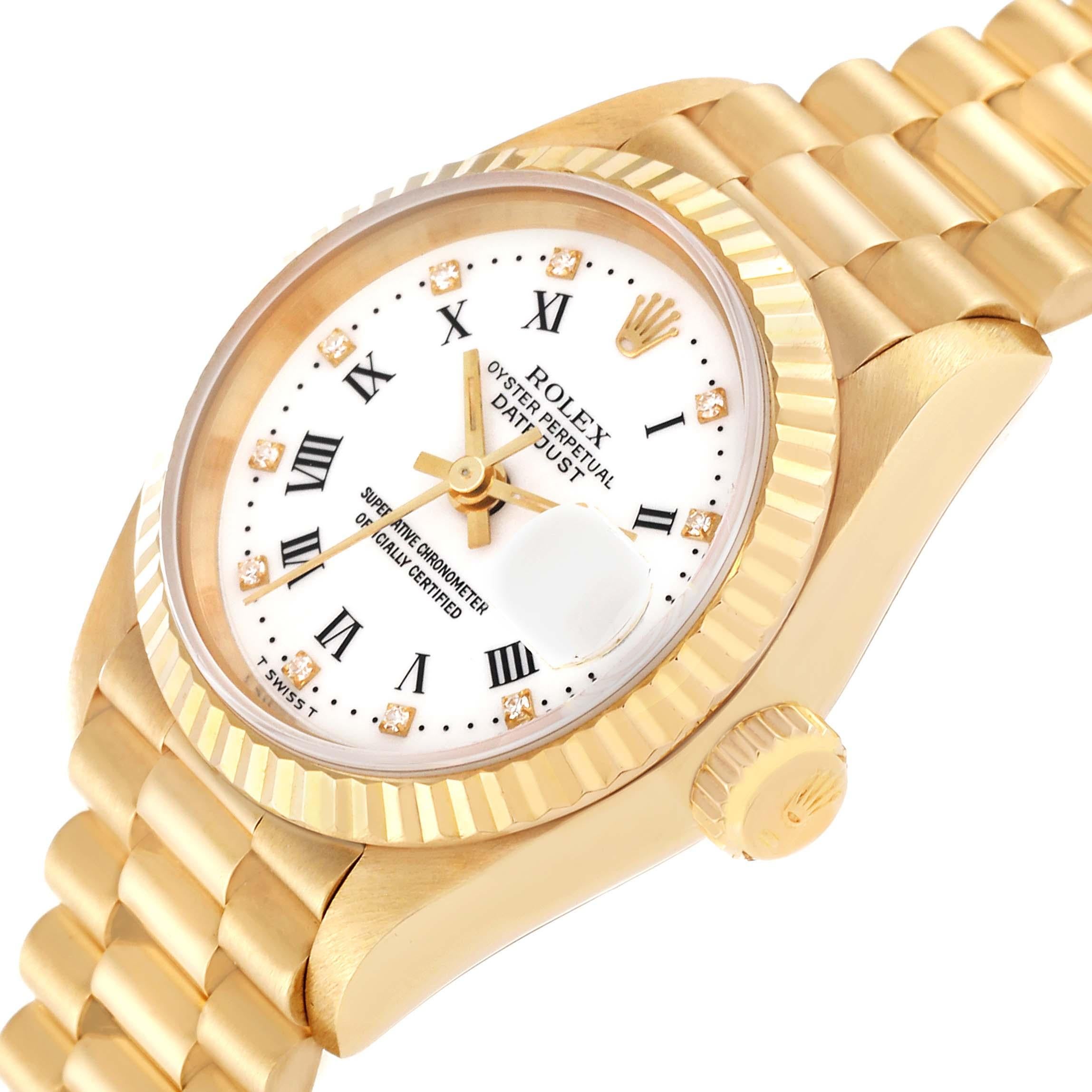 Women's Rolex Datejust President Diamond Dial Yellow Gold Ladies Watch 69178 Box Papers