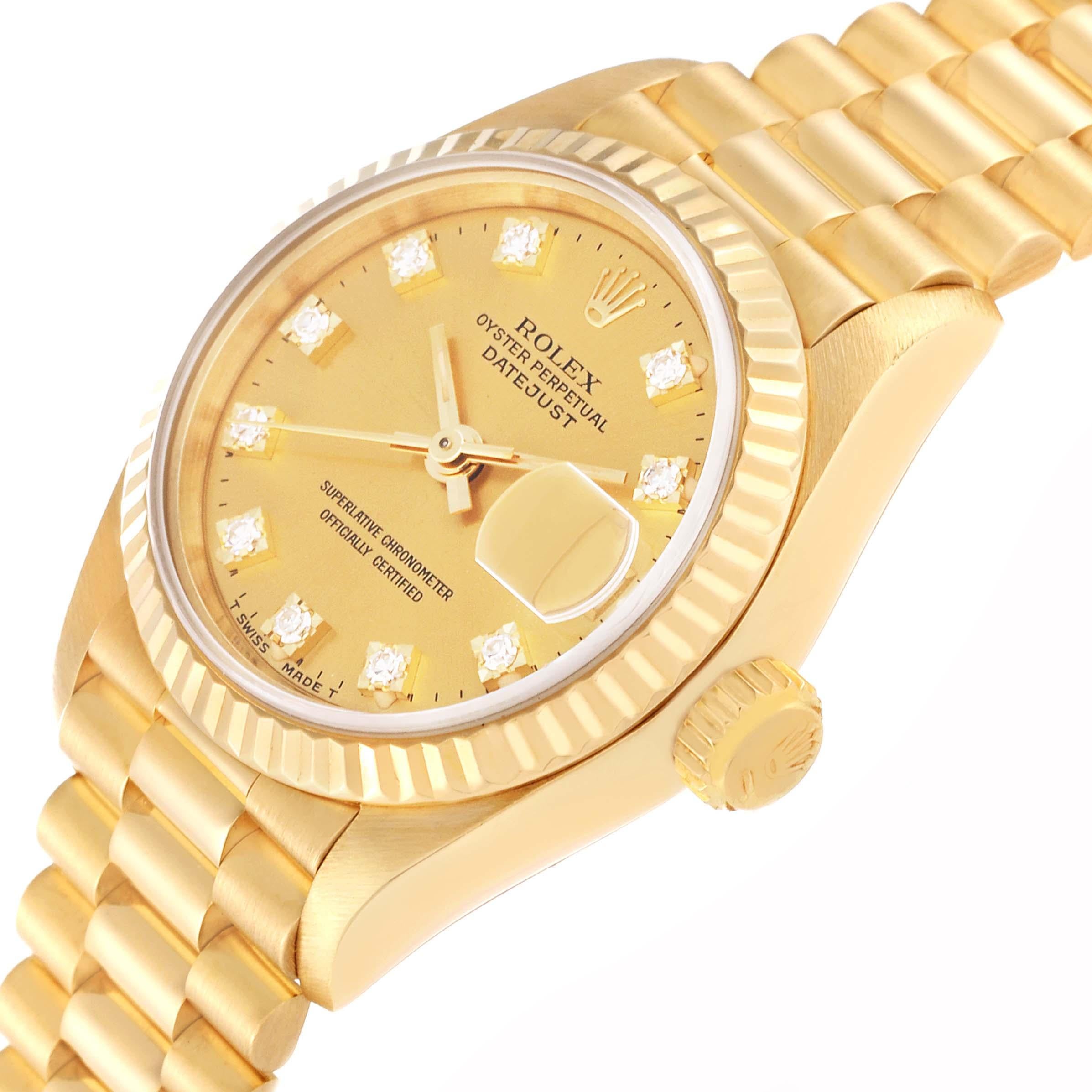 Rolex Datejust President Diamond Dial Yellow Gold Ladies Watch 69178 Box Papers 1