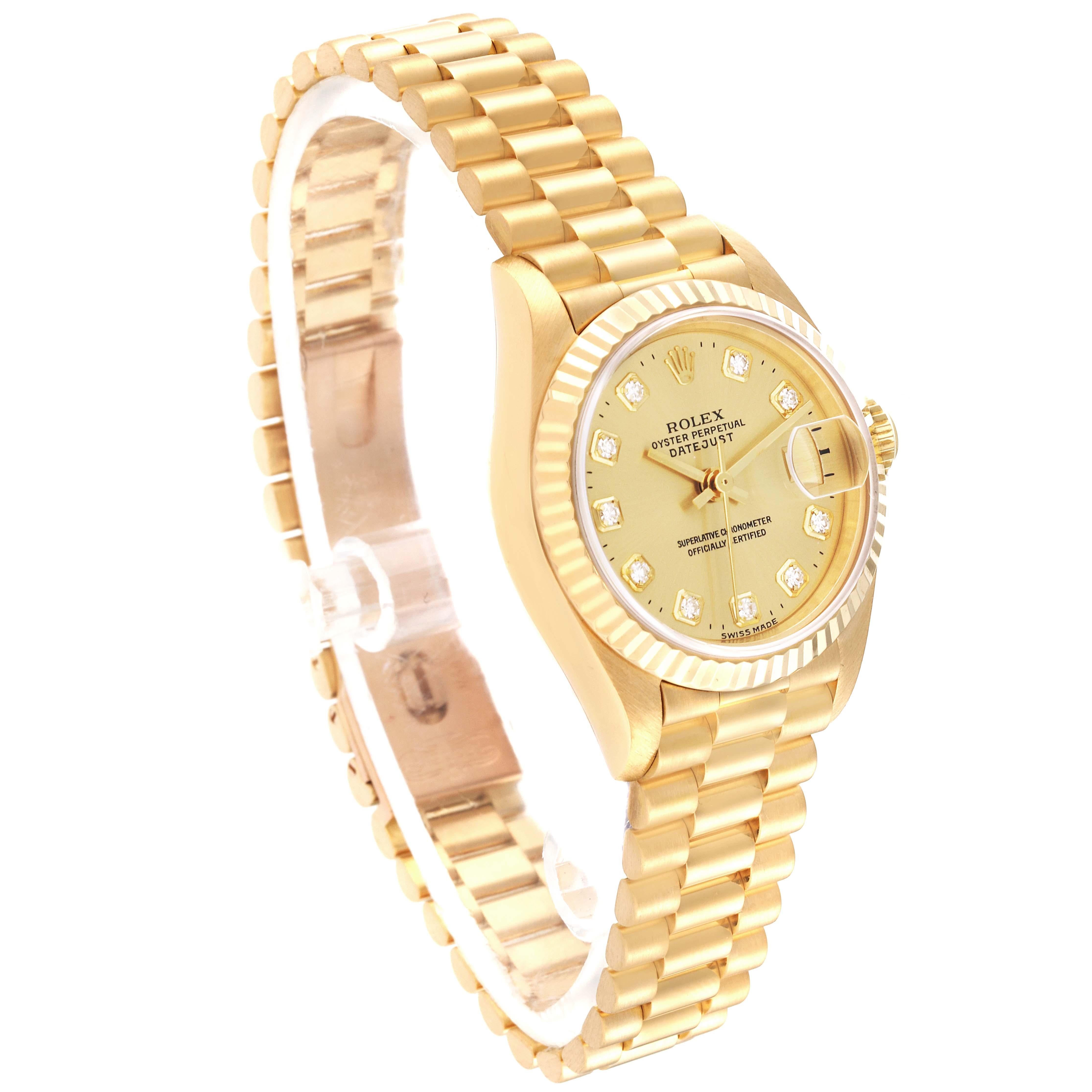 Rolex Datejust President Diamond Dial Yellow Gold Ladies Watch 69178 Box Papers For Sale 2