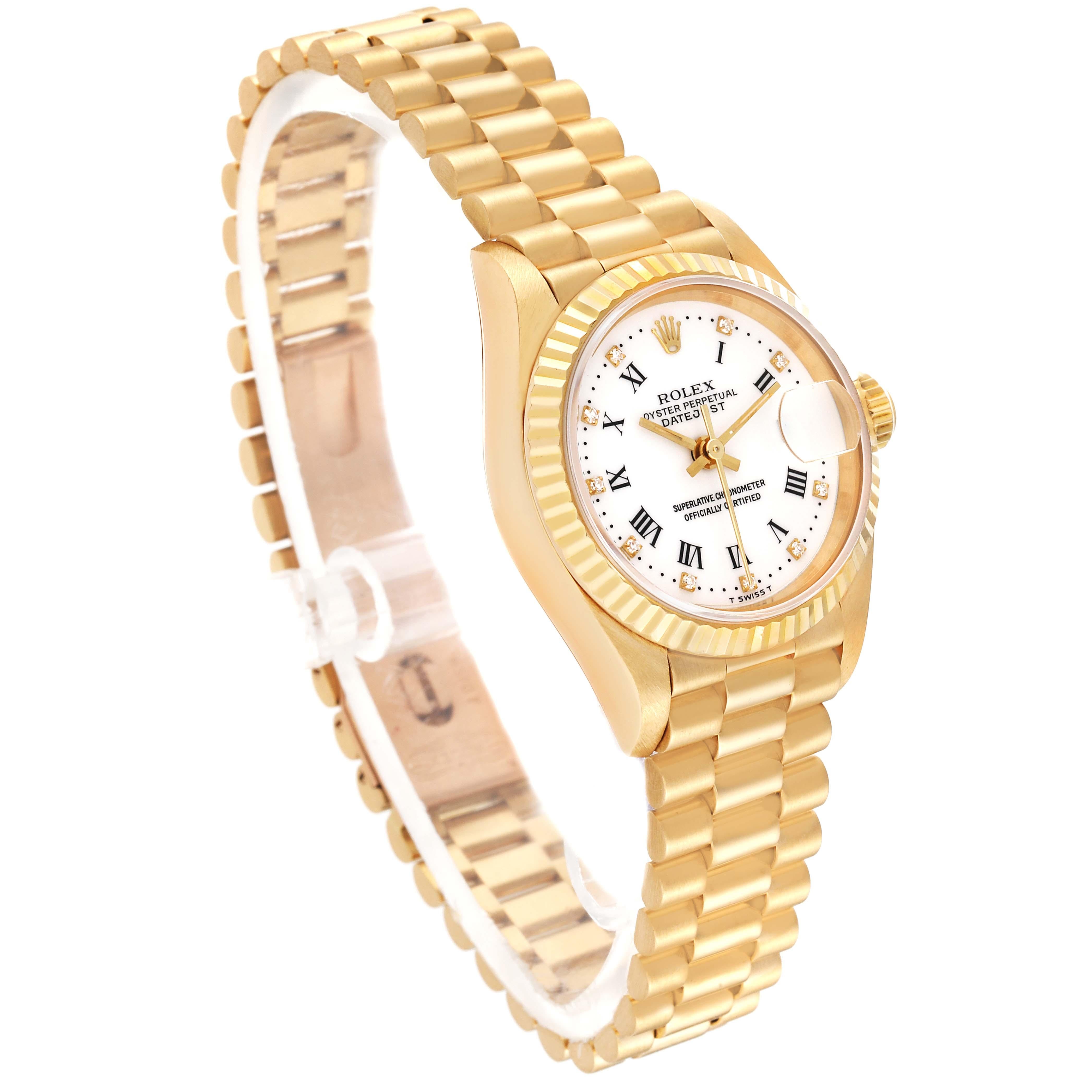 Rolex Datejust President Diamond Dial Yellow Gold Ladies Watch 69178 Box Papers 3