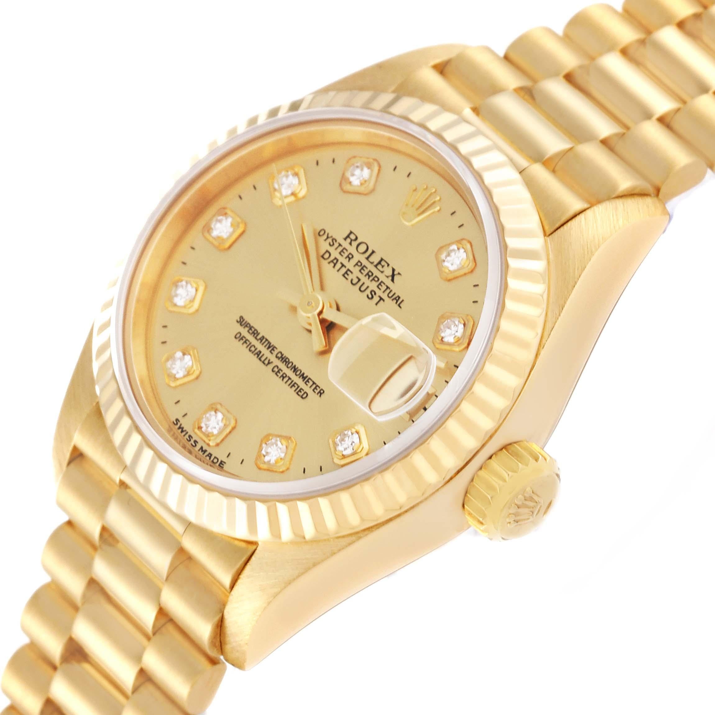 Rolex Datejust President Diamond Dial Yellow Gold Ladies Watch 69178 6