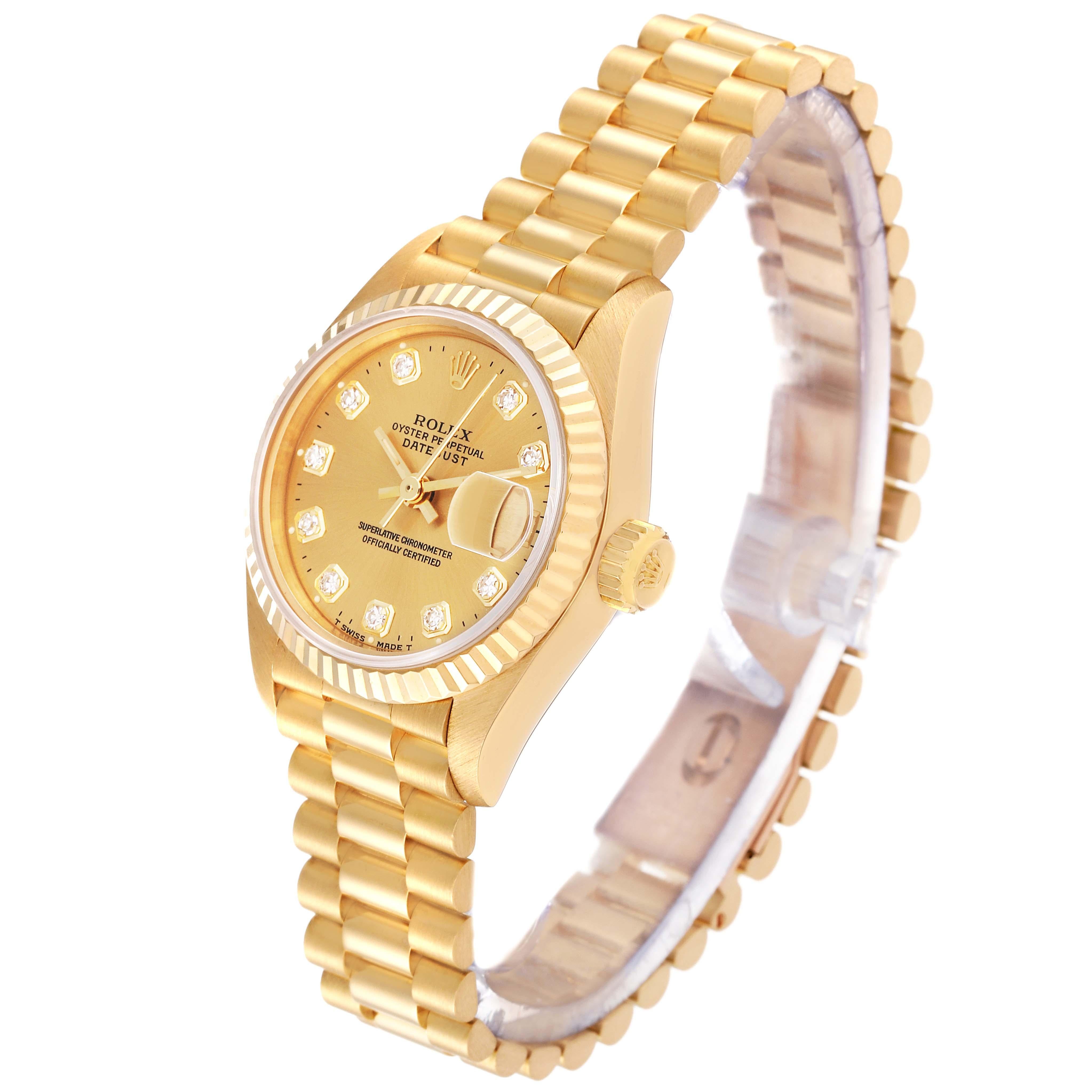 Women's Rolex Datejust President Diamond Dial Yellow Gold Ladies Watch 69178 For Sale