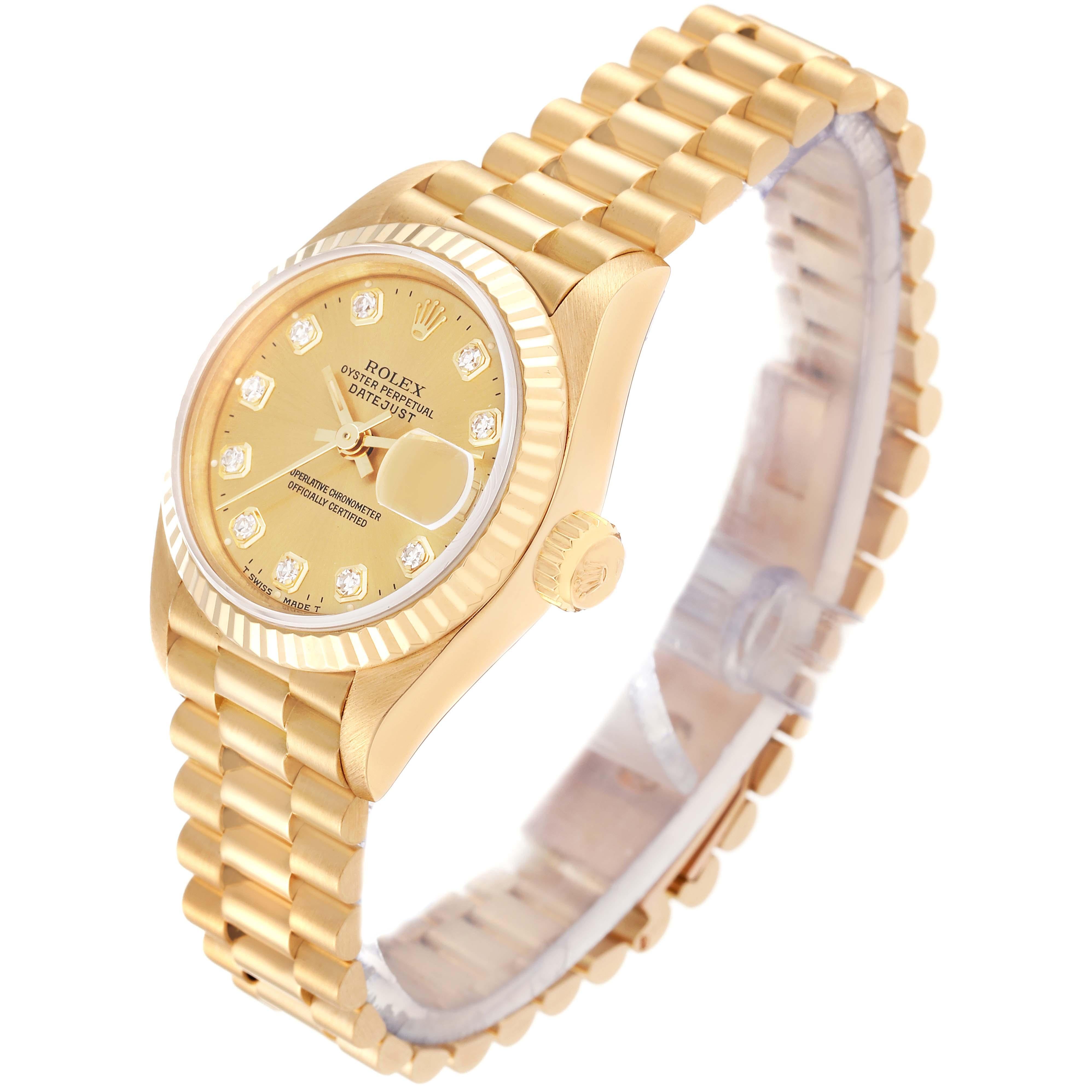 Women's Rolex Datejust President Diamond Dial Yellow Gold Ladies Watch 69178 For Sale