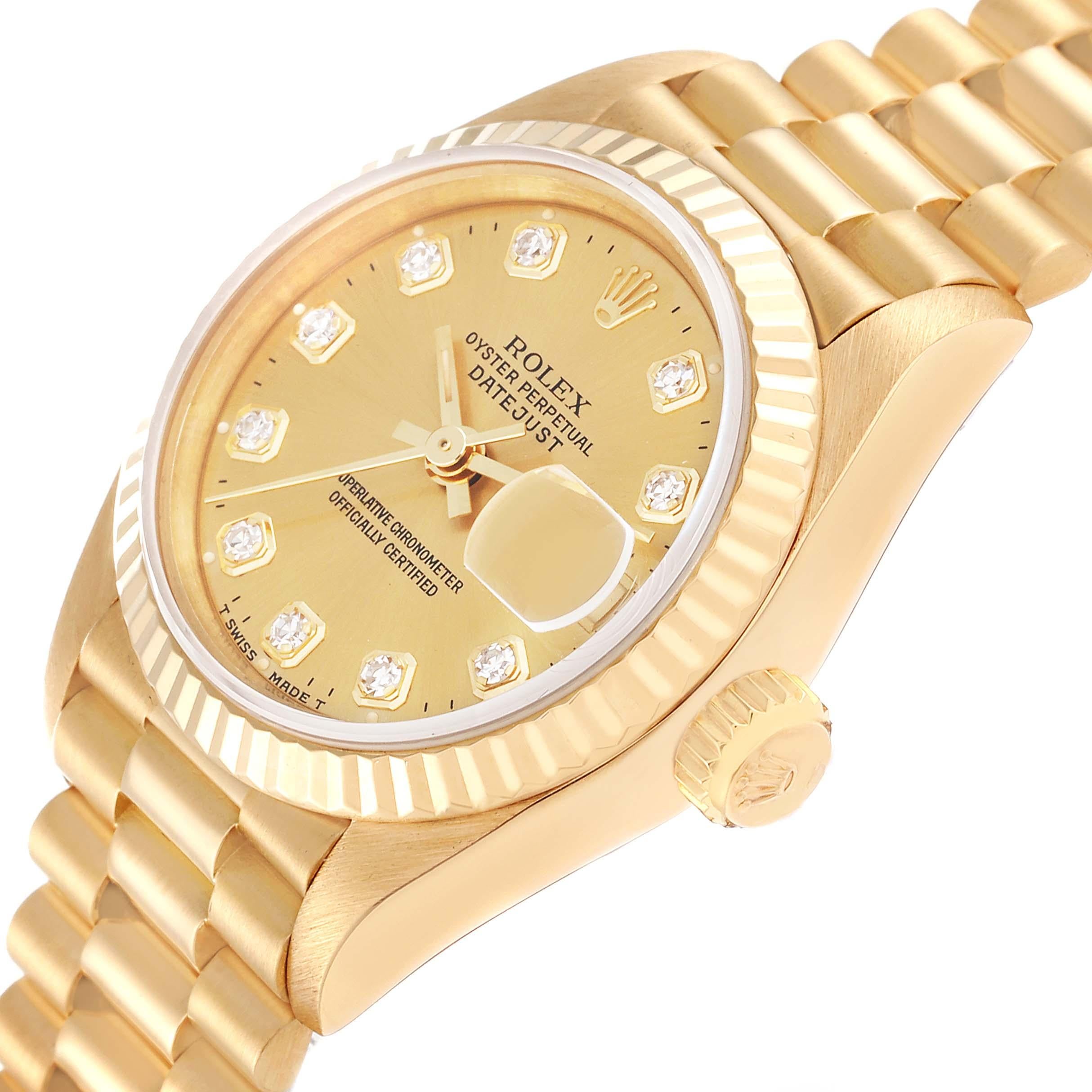 Rolex Datejust President Diamond Dial Yellow Gold Ladies Watch 69178 For Sale 1