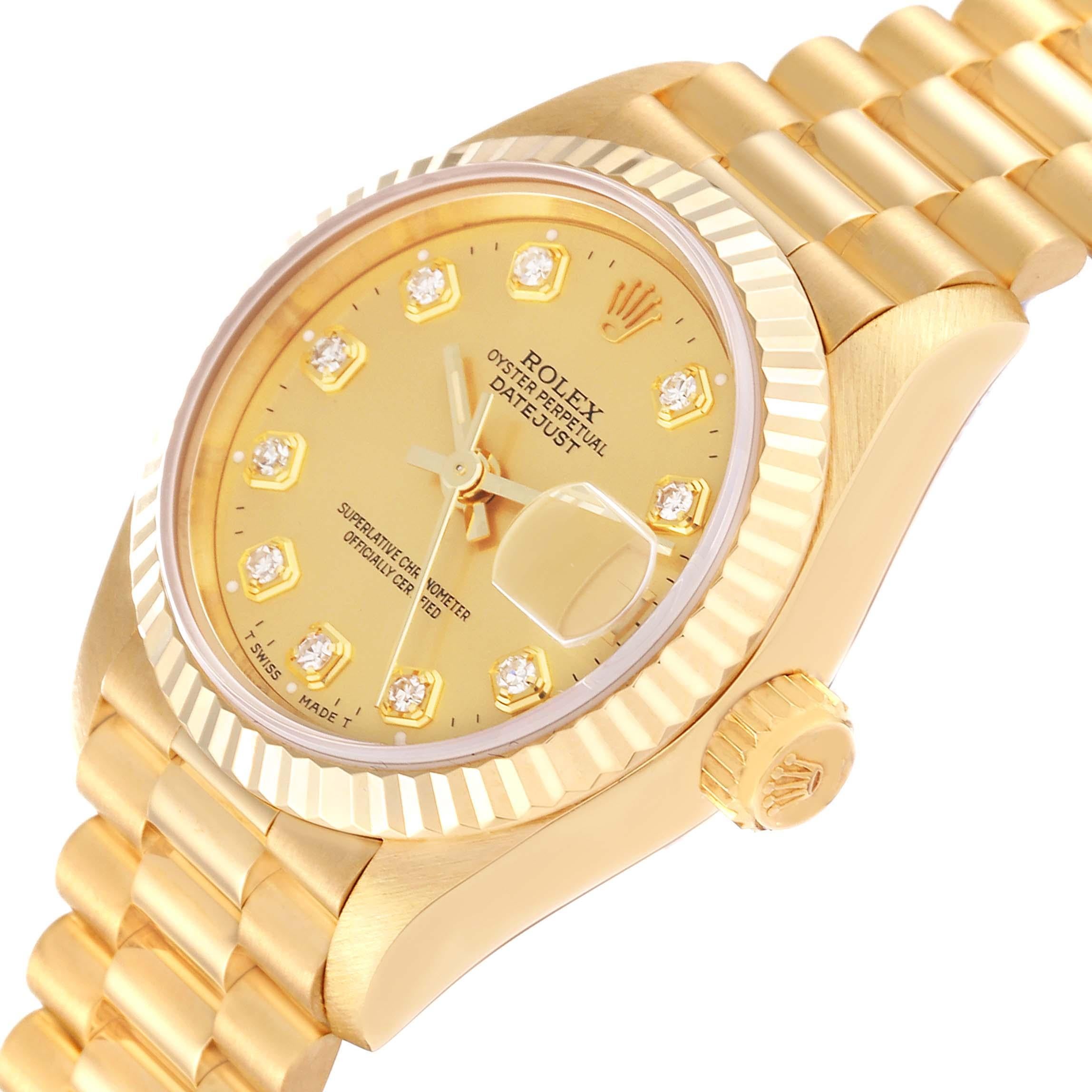 Rolex Datejust President Diamond Dial Yellow Gold Ladies Watch 69178 1