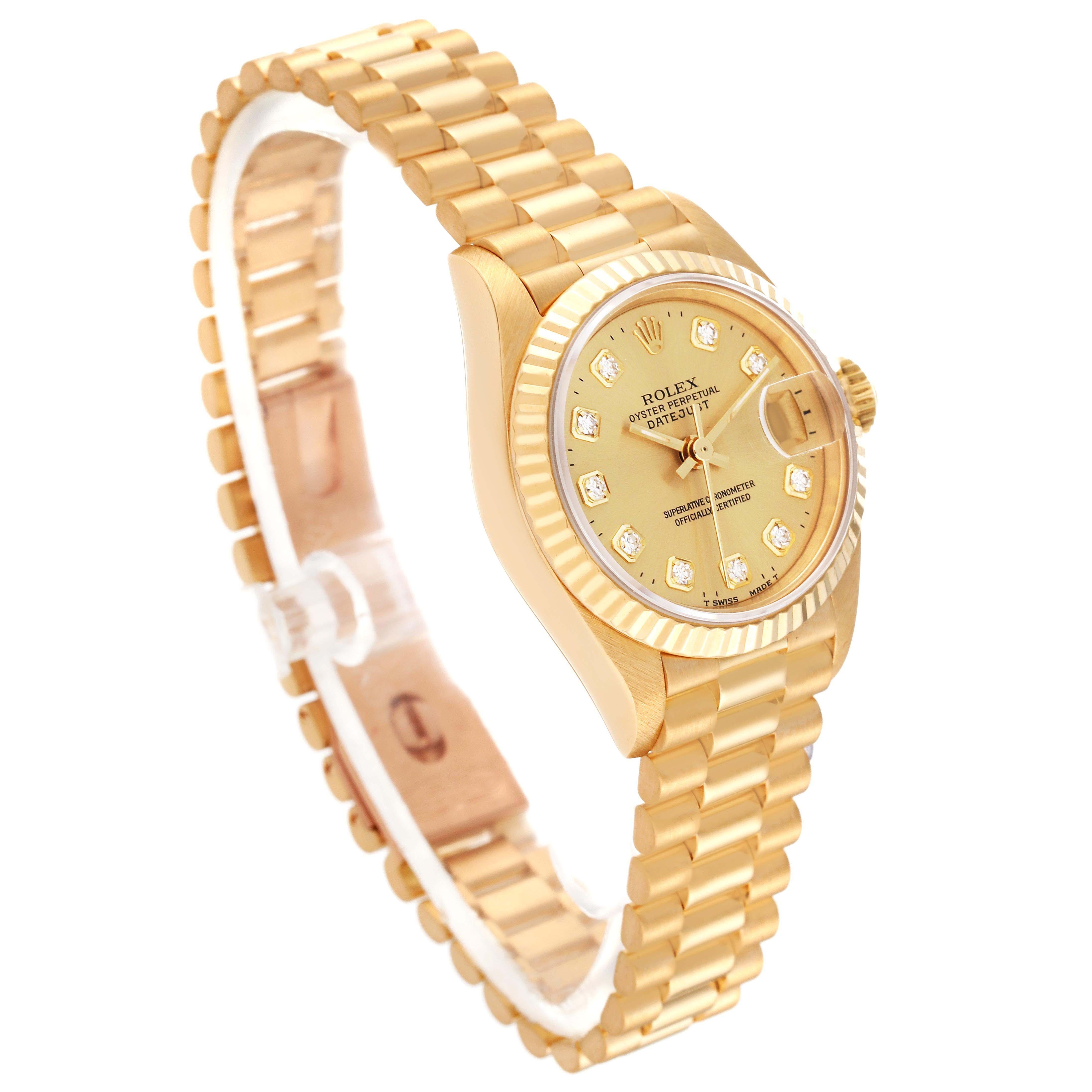 Rolex Datejust President Diamond Dial Yellow Gold Ladies Watch 69178 1