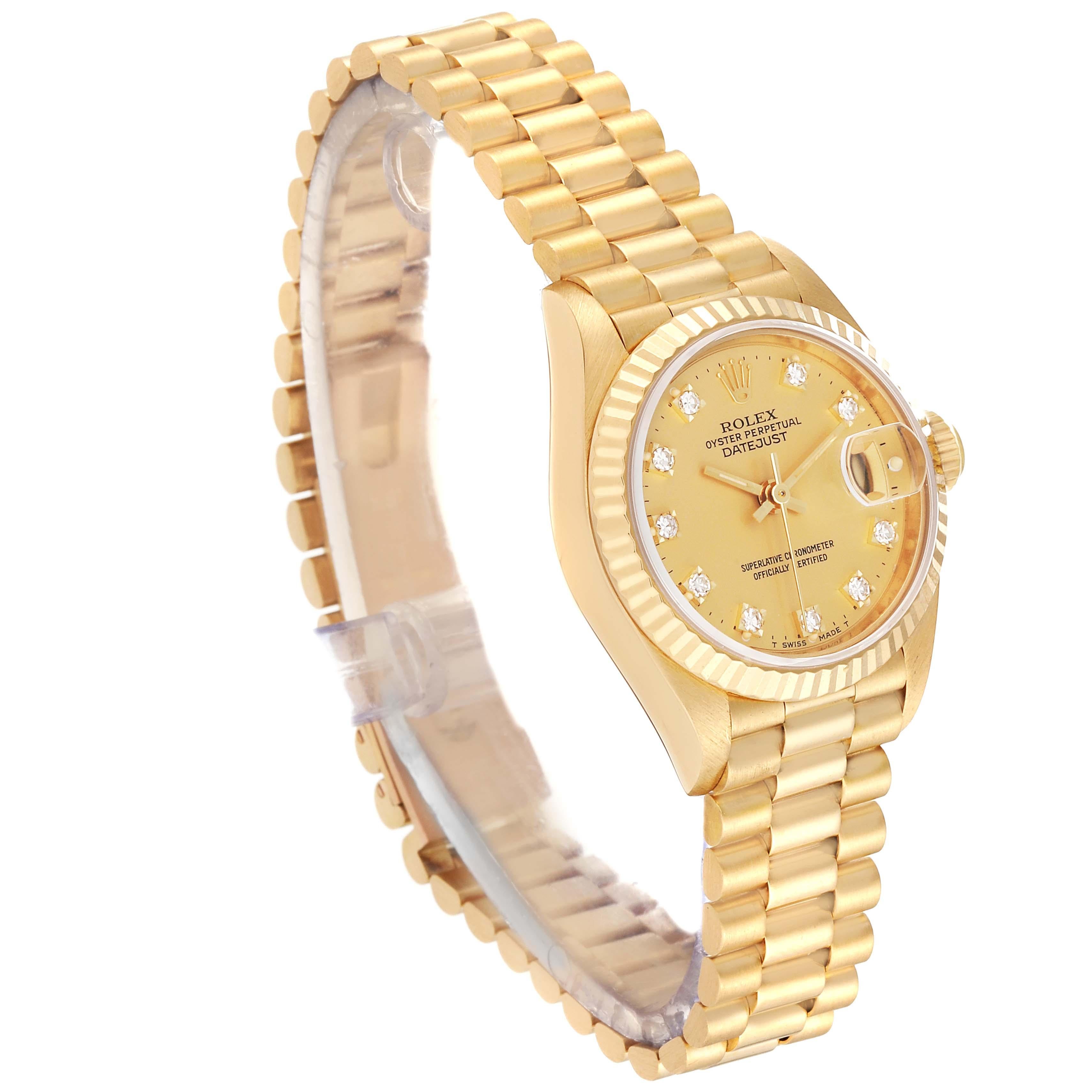 Rolex Datejust President Diamond Dial Yellow Gold Ladies Watch 69178 For Sale 2