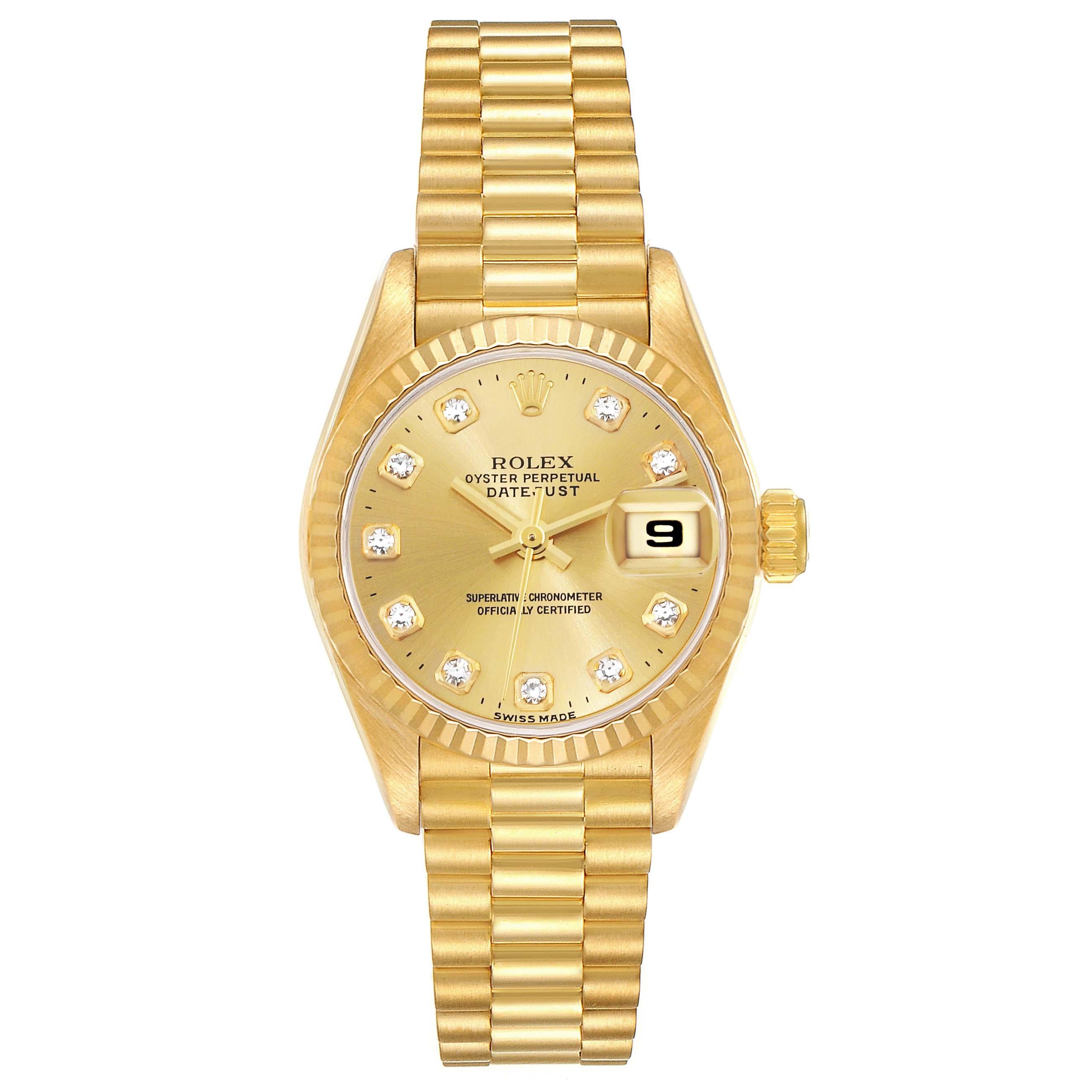 Rolex Datejust President Diamond Dial Yellow Gold Ladies Watch 69178 3