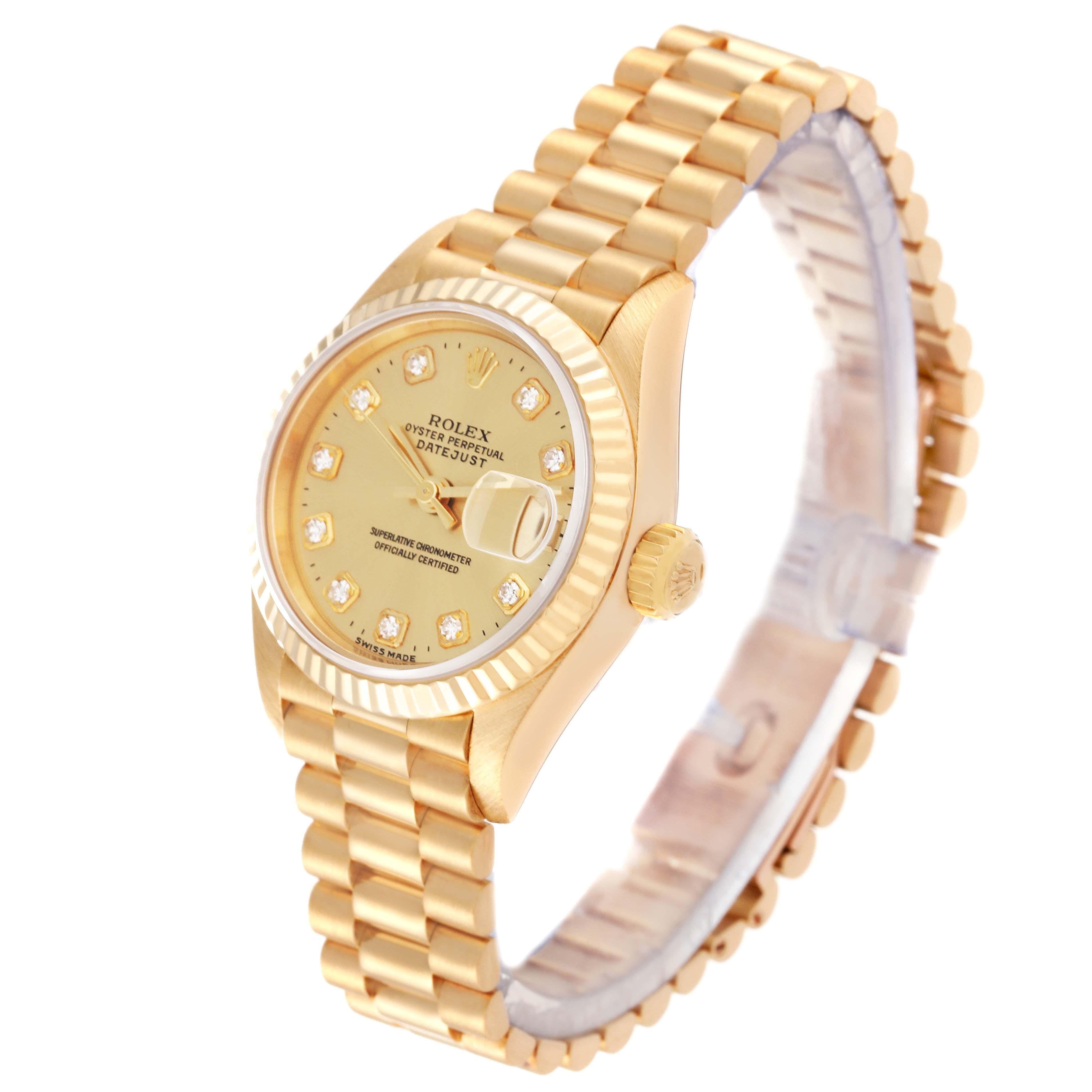 Rolex Datejust President Diamond Dial Yellow Gold Ladies Watch 69178 5