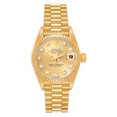 used rolex gold Rolex Datejust President Diamond Dial Yellow Gold Ladies Watch 69178