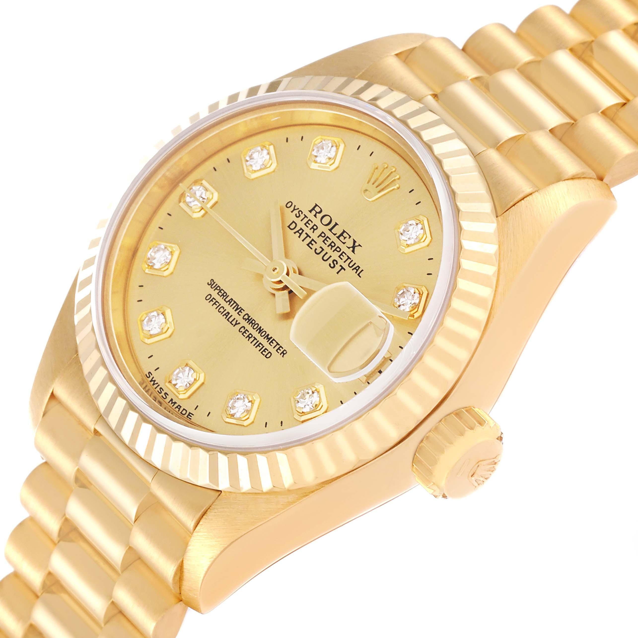 Rolex Datejust President Diamond Dial Yellow Gold Ladies Watch 69178 Papers 1