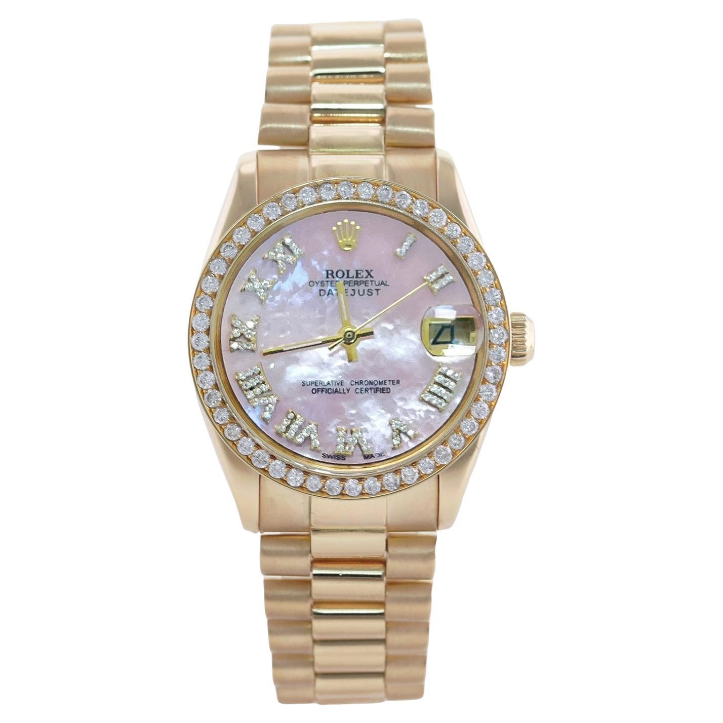 Rolex Datejust 31 Midsize Steel Everose Gold Diamond Ladies Watch ...