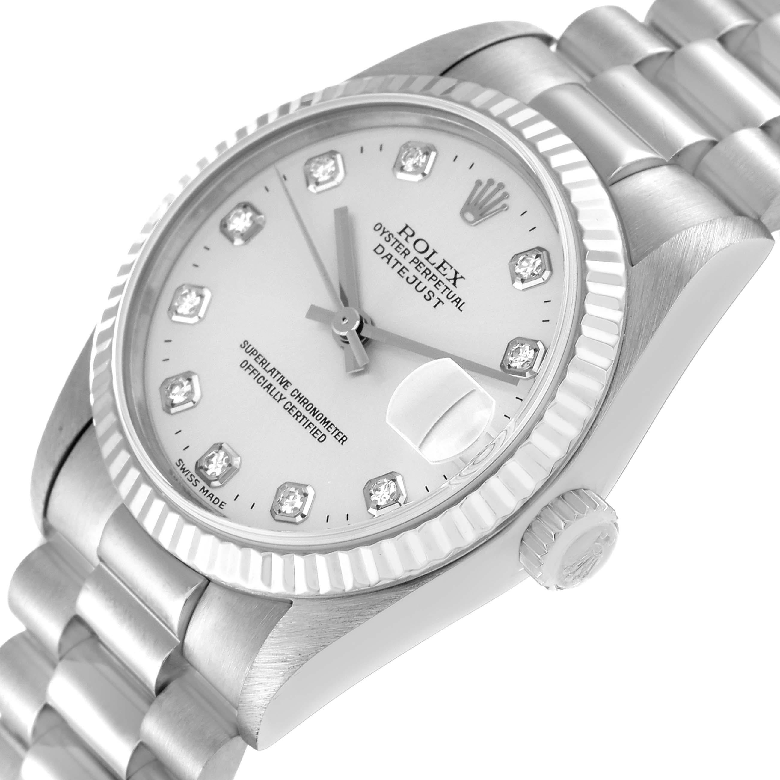 Women's Rolex Datejust President Midsize White Gold Diamond Ladies Watch 78279