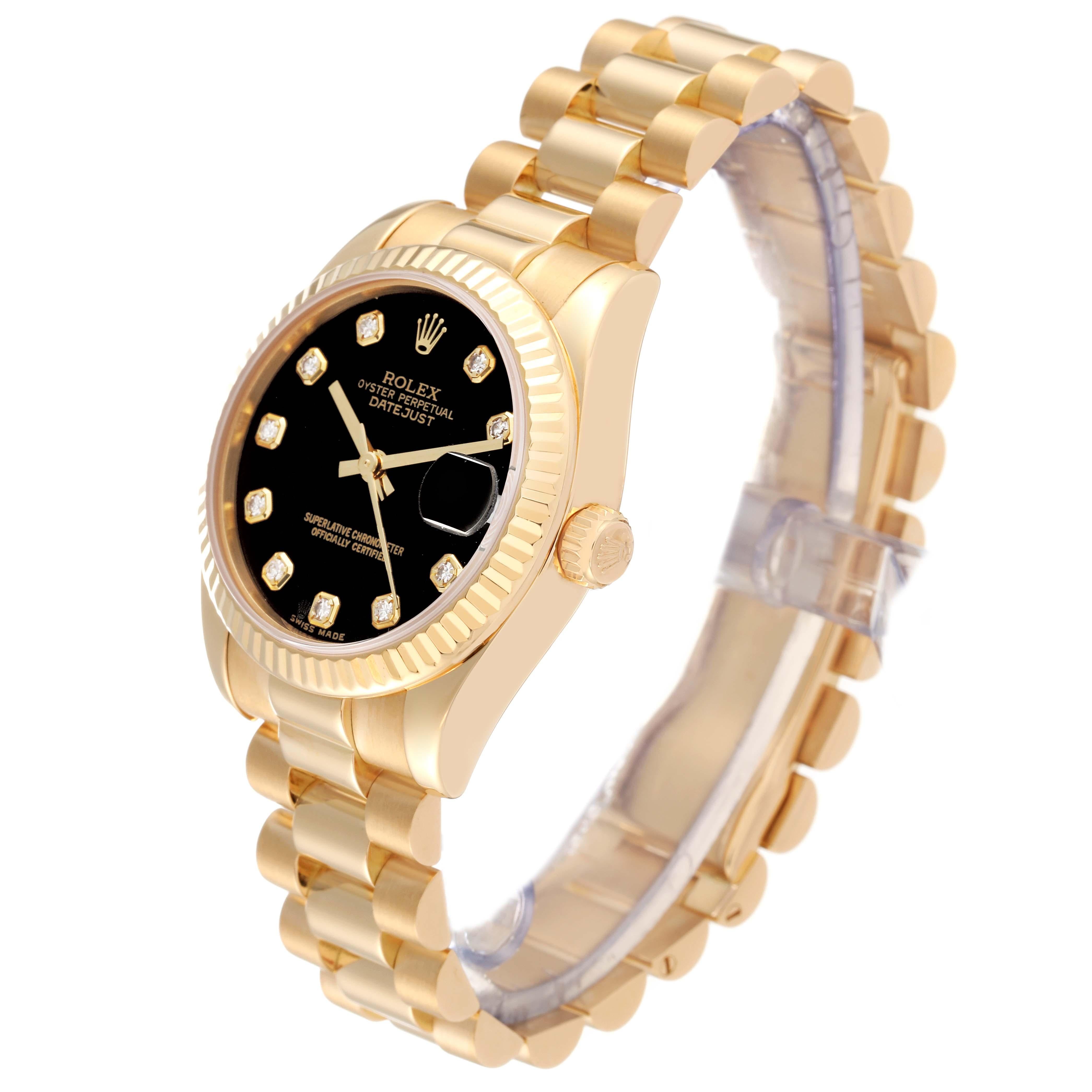 Women's Rolex Datejust President Midsize Yellow Gold Diamond Dial Ladies Watch 178278 For Sale