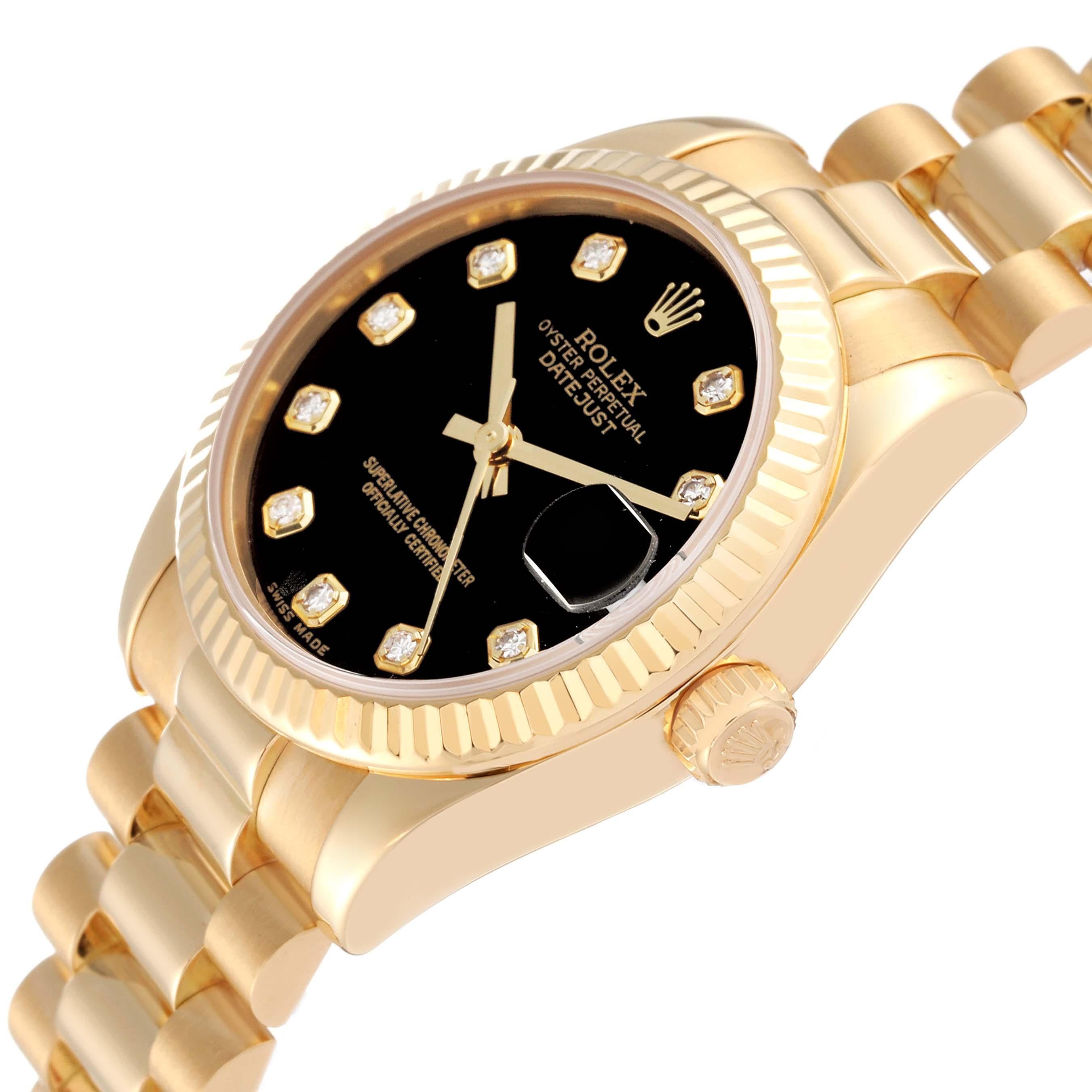 Rolex Datejust President Midsize Yellow Gold Diamond Dial Ladies Watch 178278 For Sale 1