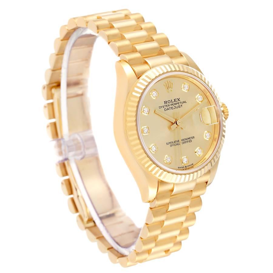 Rolex Datejust President Midsize Yellow Gold Diamond Watch 278278 Box Card In Excellent Condition In Atlanta, GA
