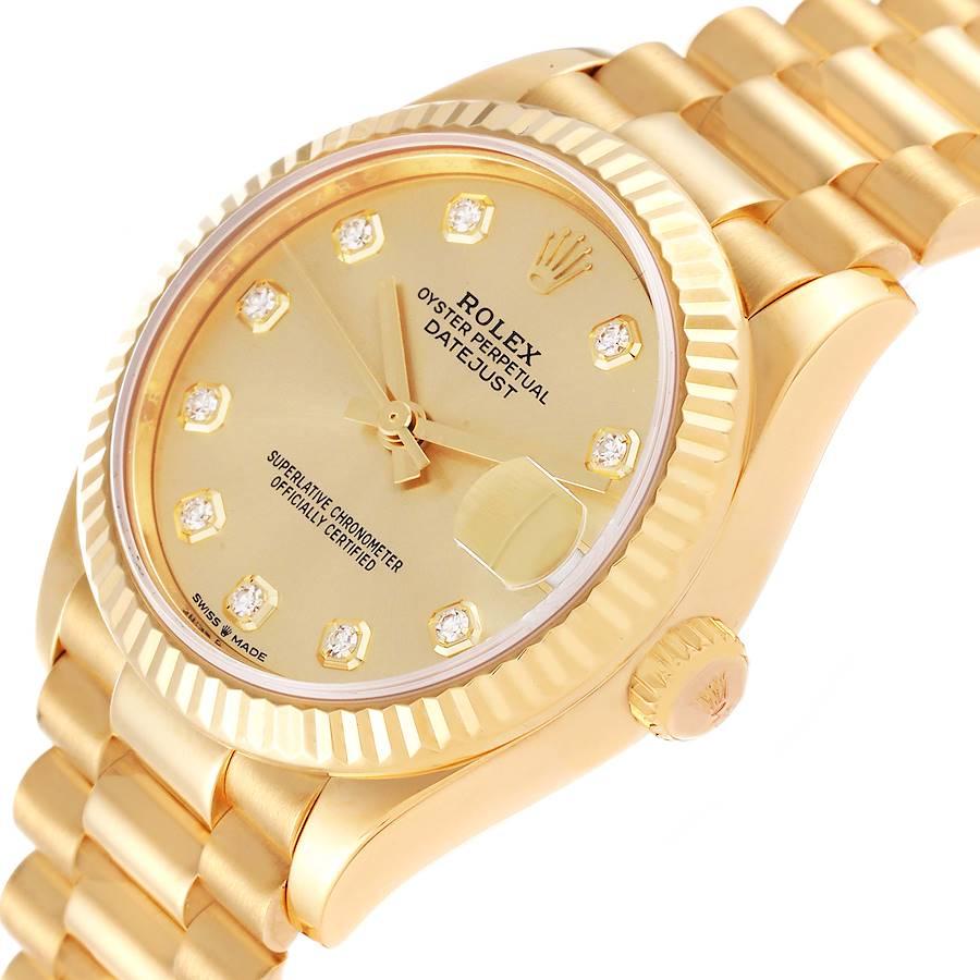 Rolex Datejust President Midsize Yellow Gold Diamond Watch 278278 Box Card 1