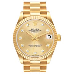 Rolex Datejust President Midsize Yellow Gold Diamond Watch 278278 Box Card