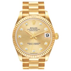 Rolex Datejust President Midsize Yellow Gold Diamond Watch 278278 Box Card