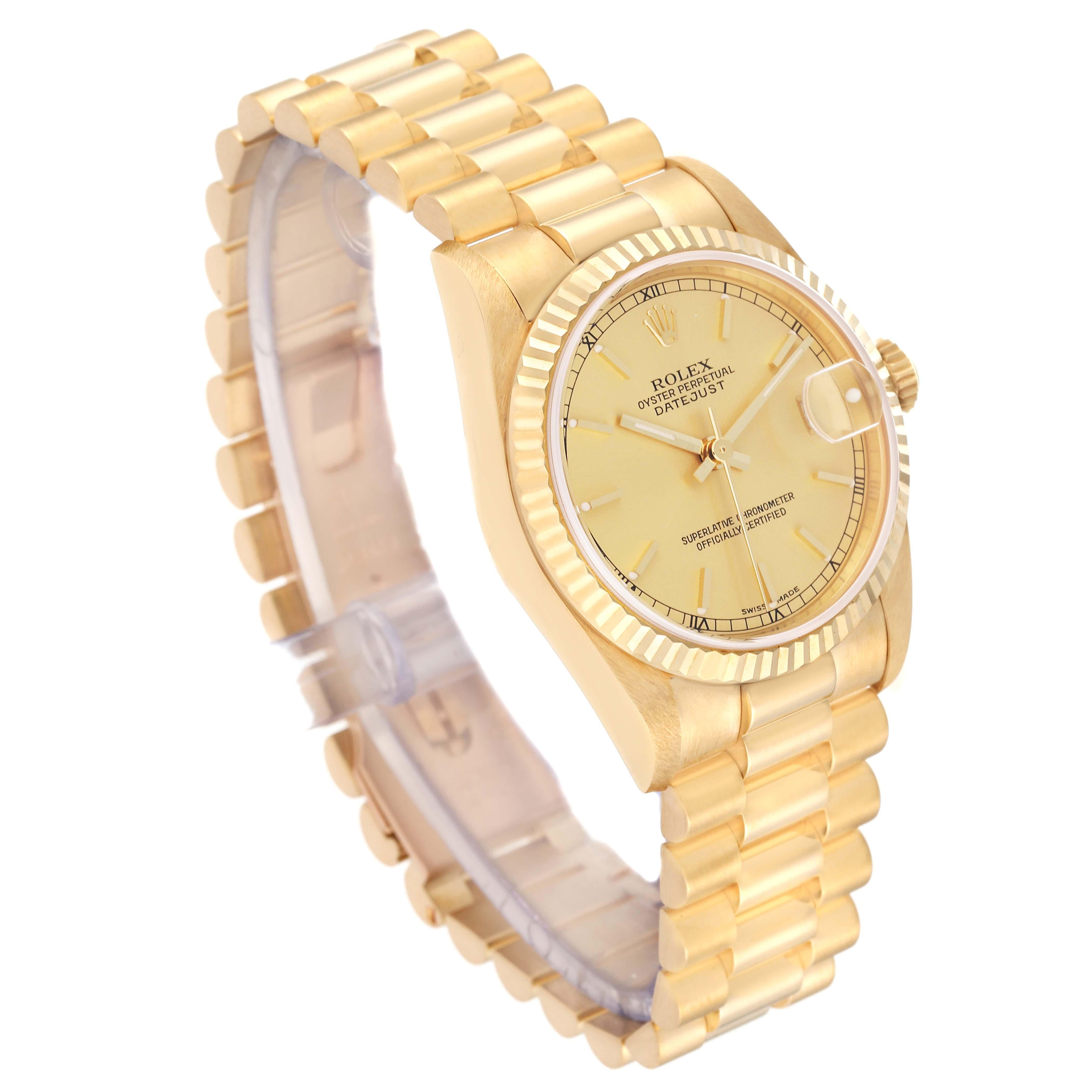 Rolex Datejust President Midsize Yellow Gold Ladies Watch 78278 In Excellent Condition For Sale In Atlanta, GA