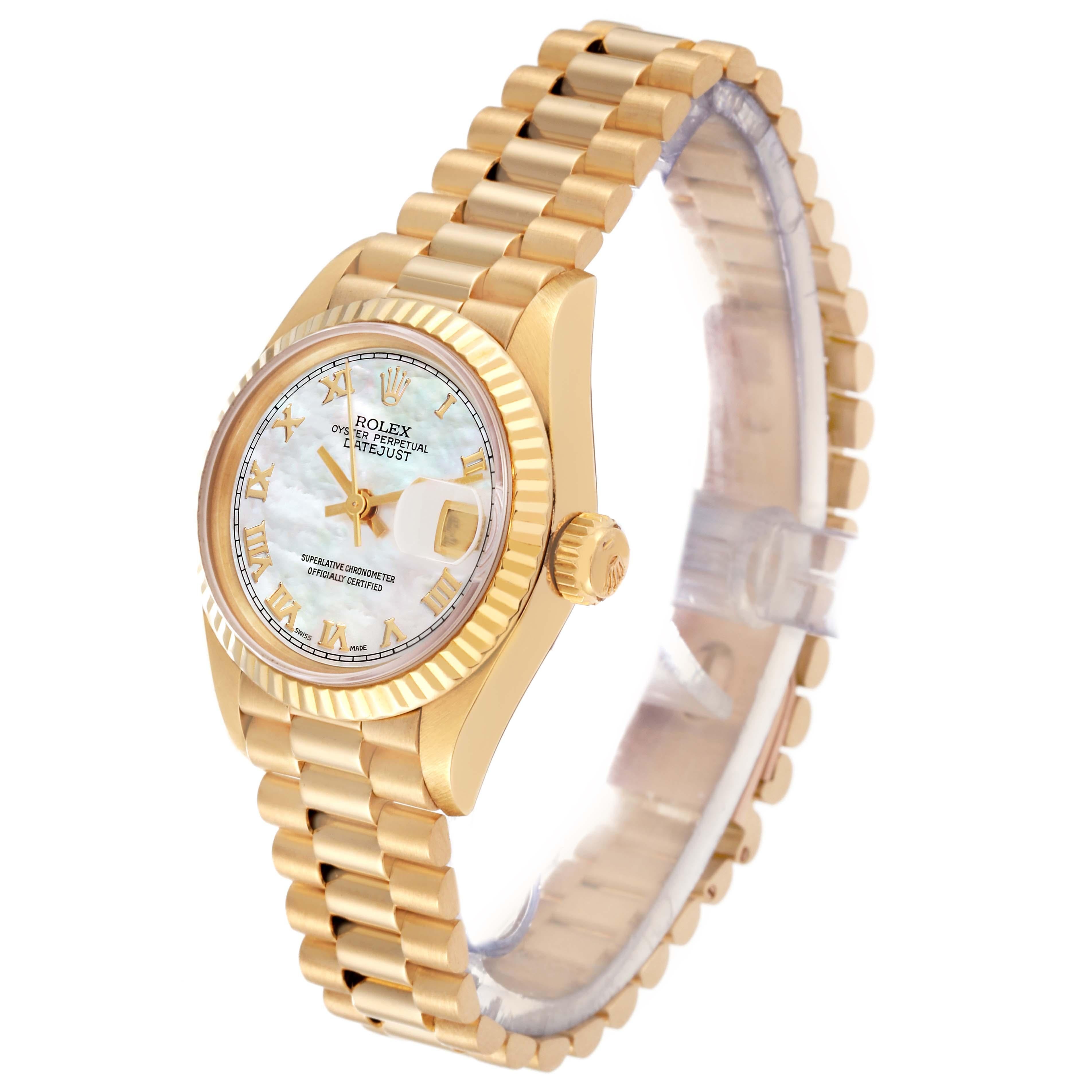 Rolex Datejust President Mother Of Pearl Dial Yellow Gold Ladies Watch 69178 6