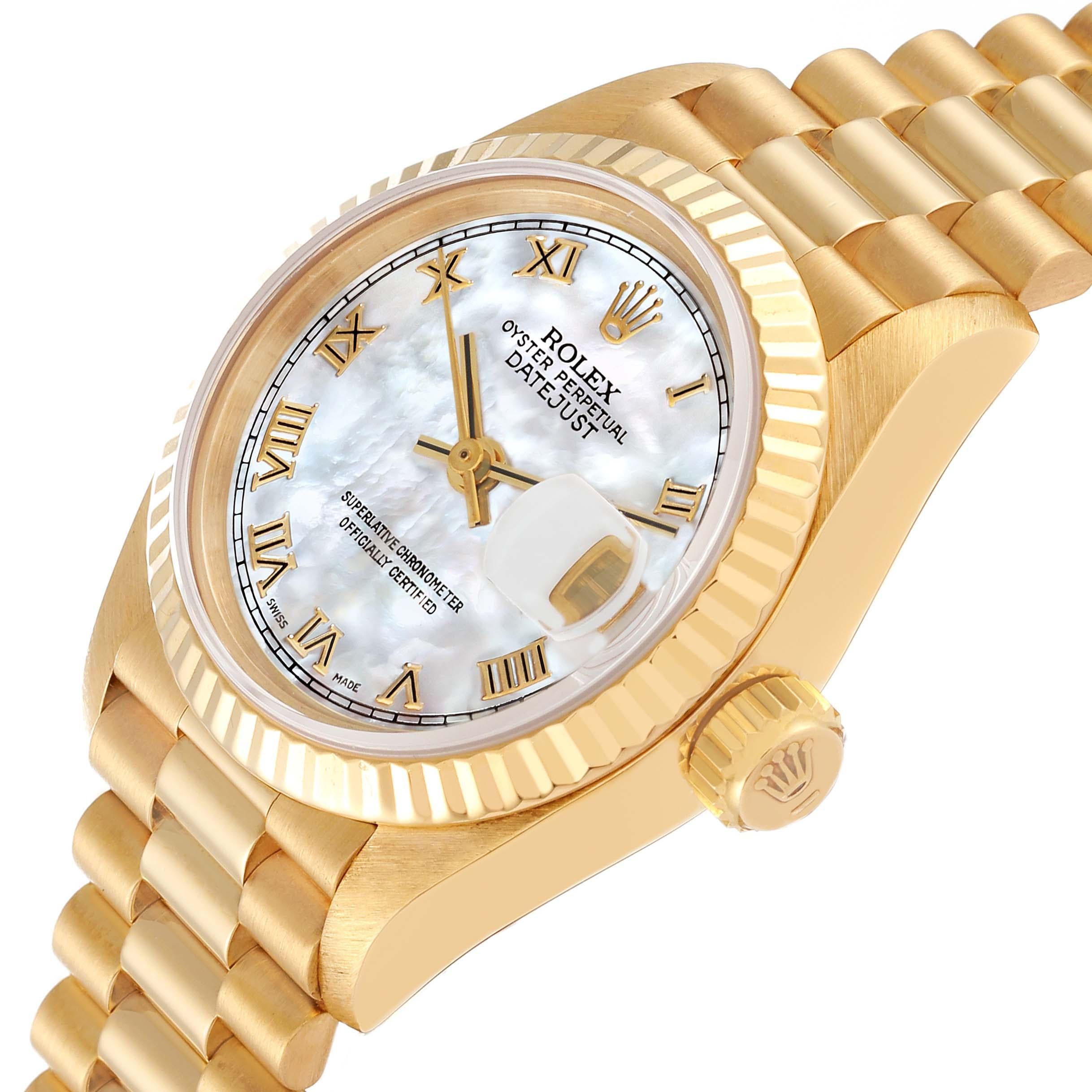 Rolex Datejust President Mother Of Pearl Dial Yellow Gold Ladies Watch 69178 1