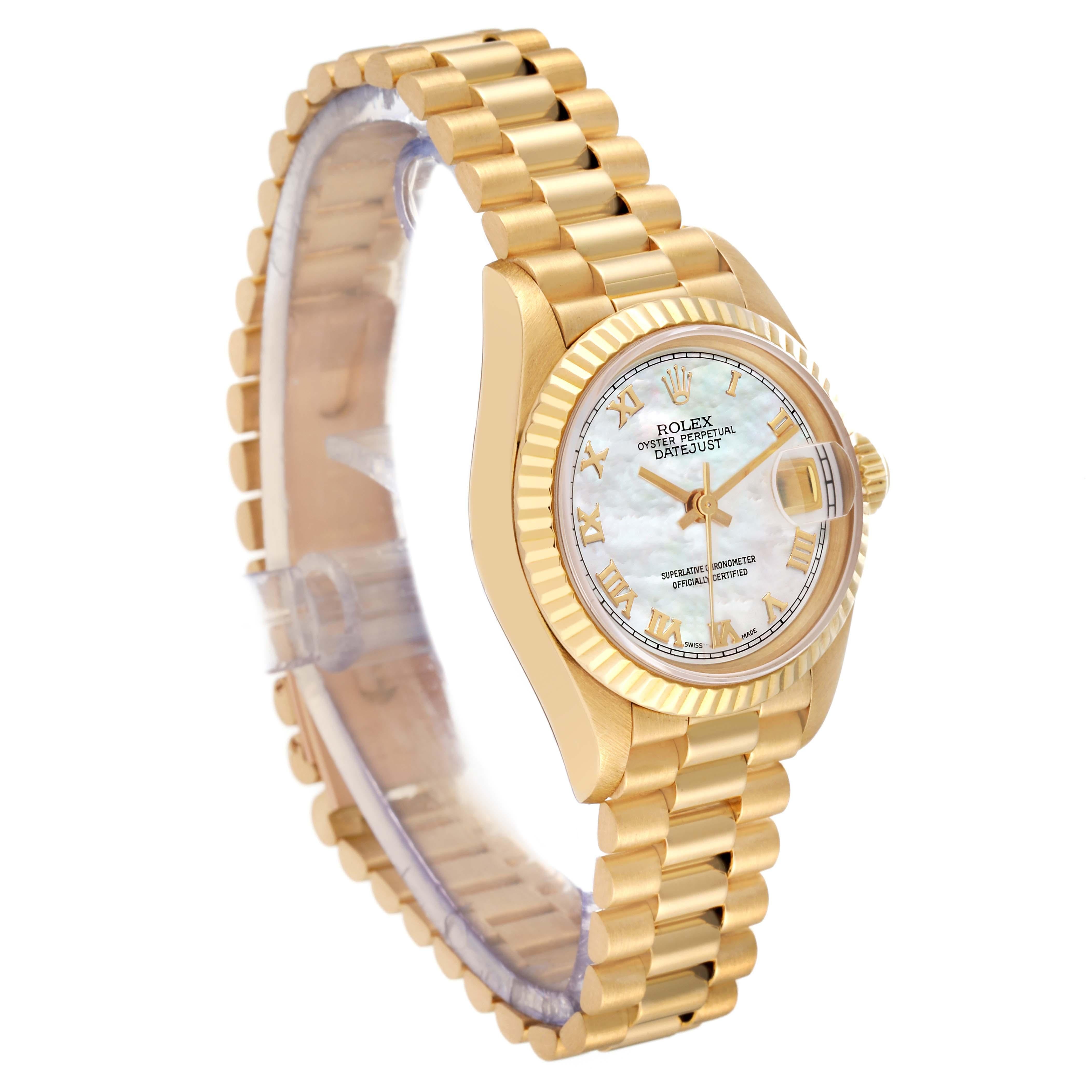 Rolex Datejust President Mother Of Pearl Dial Yellow Gold Ladies Watch 69178 2