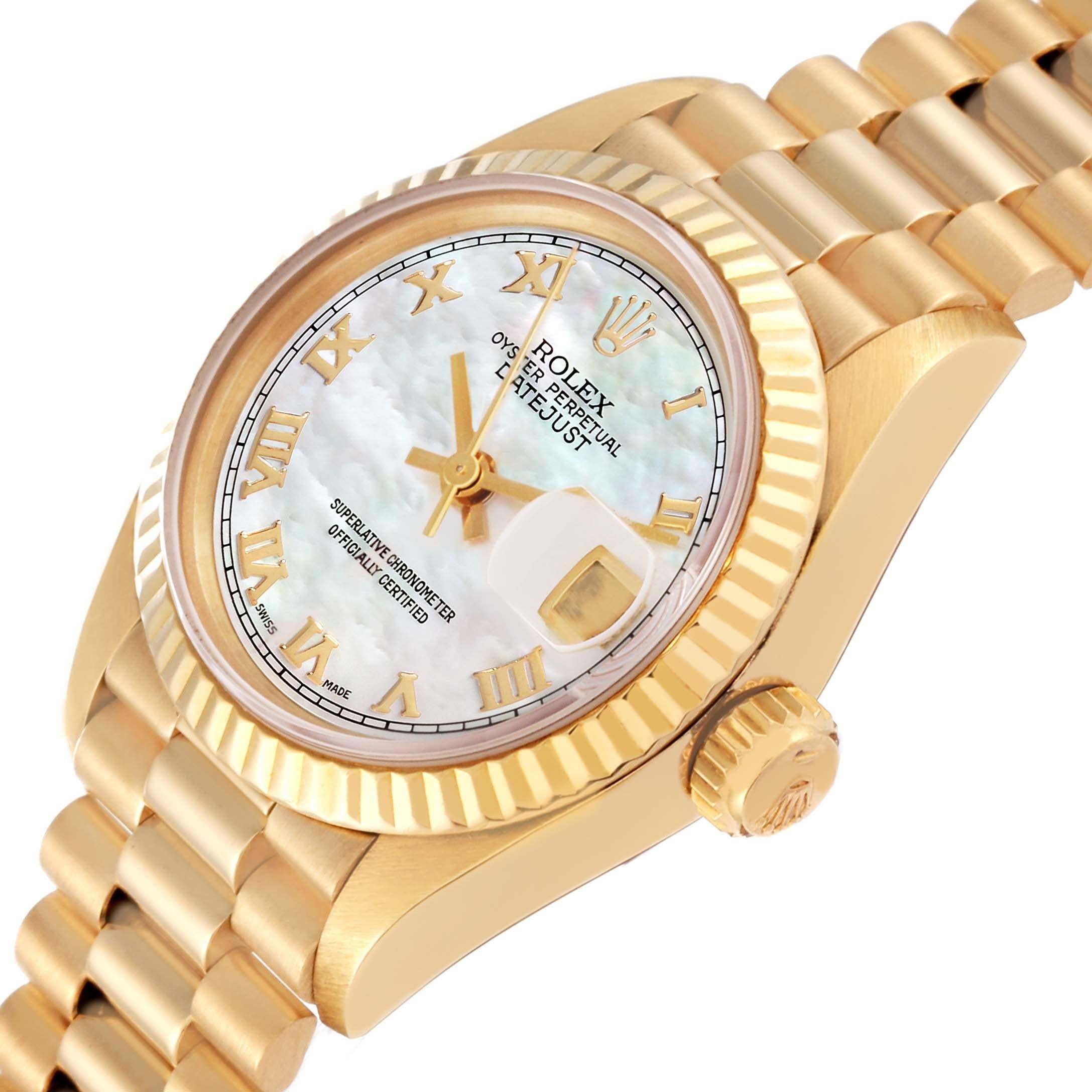 Rolex Datejust President Mother Of Pearl Dial Yellow Gold Ladies Watch 69178 5