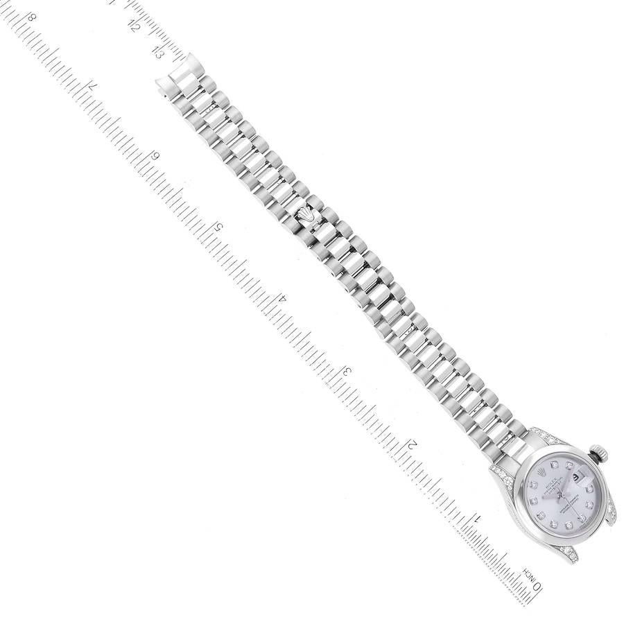 Rolex Datejust President Platinum Silver Diamond Ladies Watch 179296 6