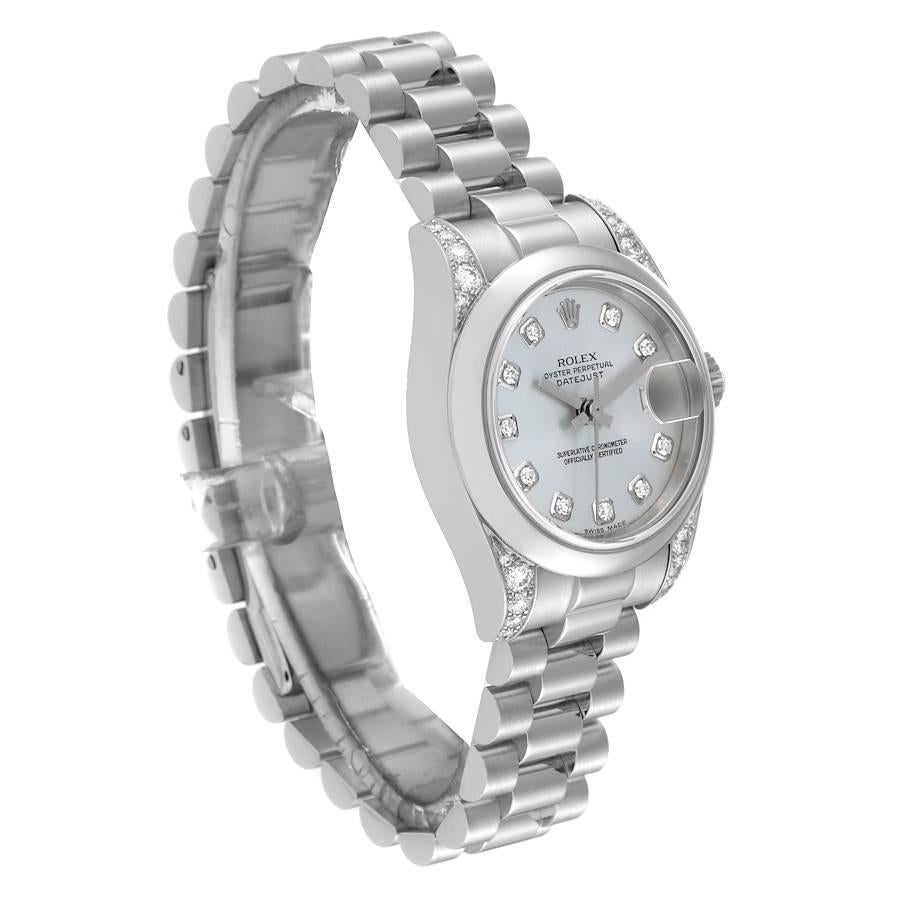 Rolex Datejust President Platinum Silver Diamond Ladies Watch 179296 Excellent état à Atlanta, GA