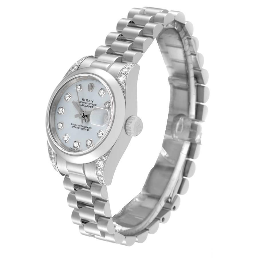 Women's Rolex Datejust President Platinum Silver Diamond Ladies Watch 179296 For Sale
