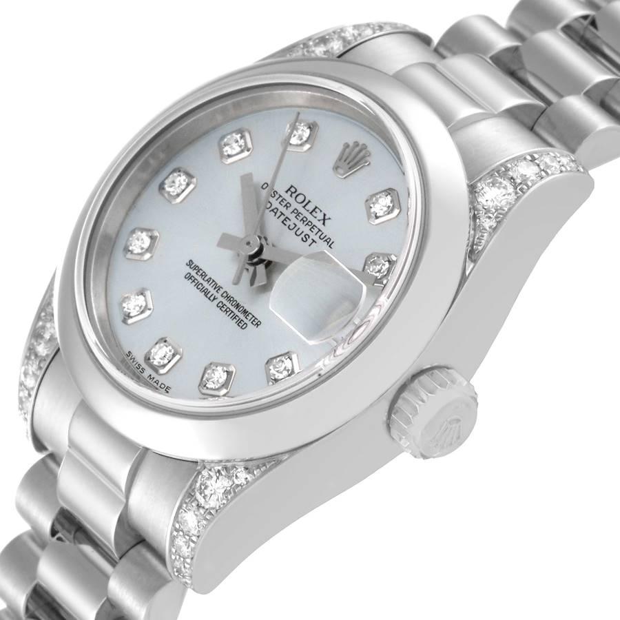 Rolex Datejust President Platinum Silver Diamond Ladies Watch 179296 For Sale 1