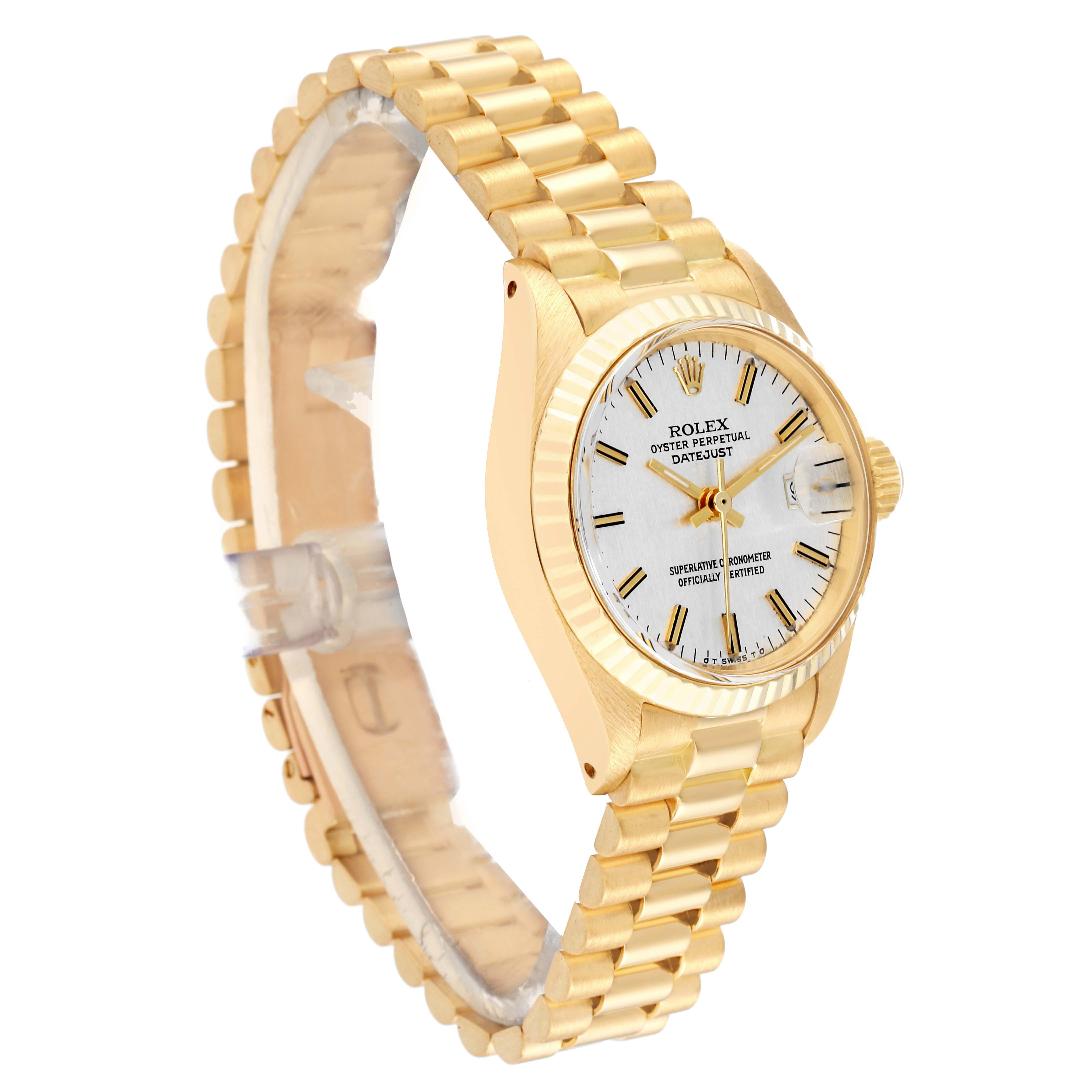 Rolex Datejust Präsident Silber Zifferblatt Gelbgold Vintage Damenuhr 6917 im Zustand „Gut“ in Atlanta, GA