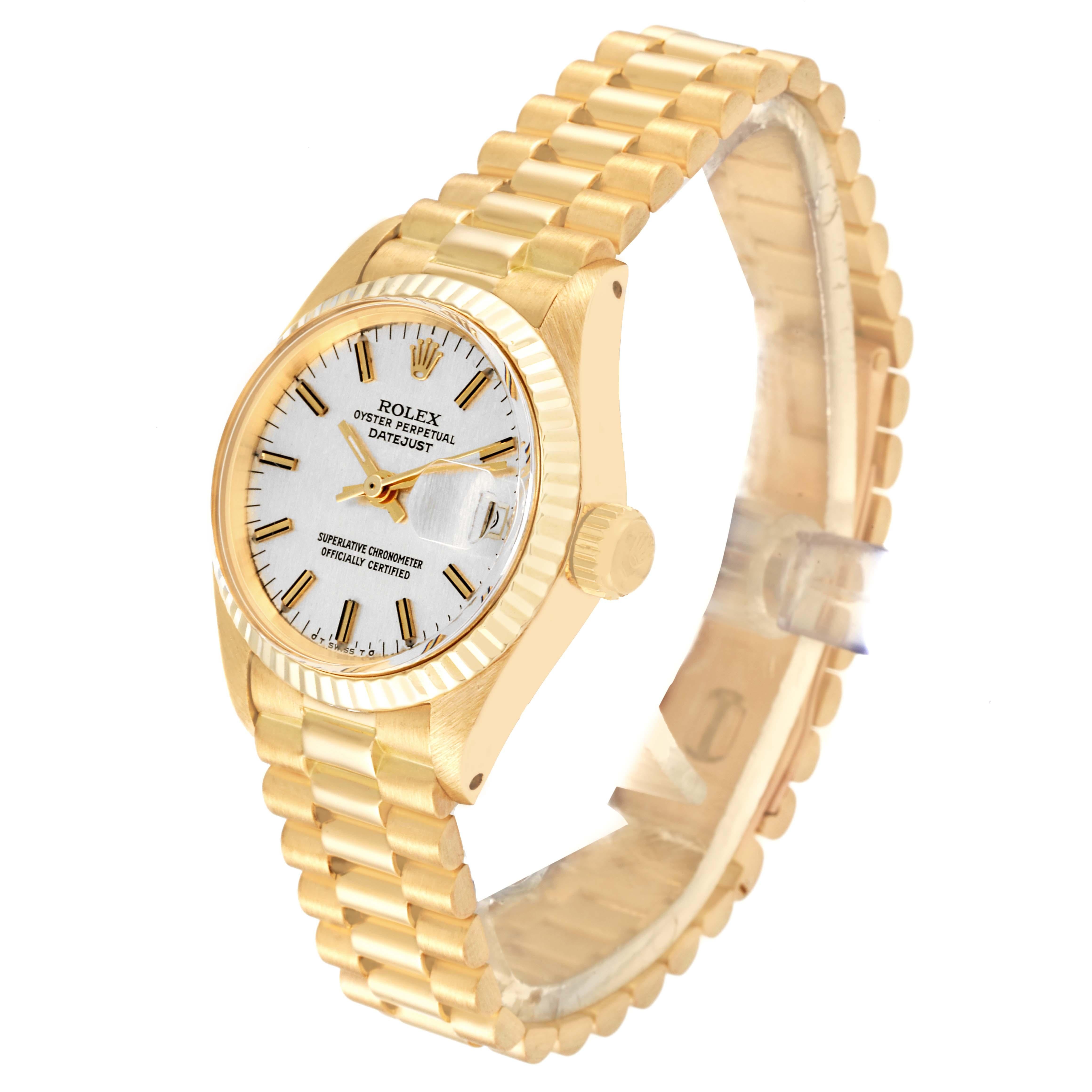 Rolex Datejust Präsident Silber Zifferblatt Gelbgold Vintage Damenuhr 6917 1