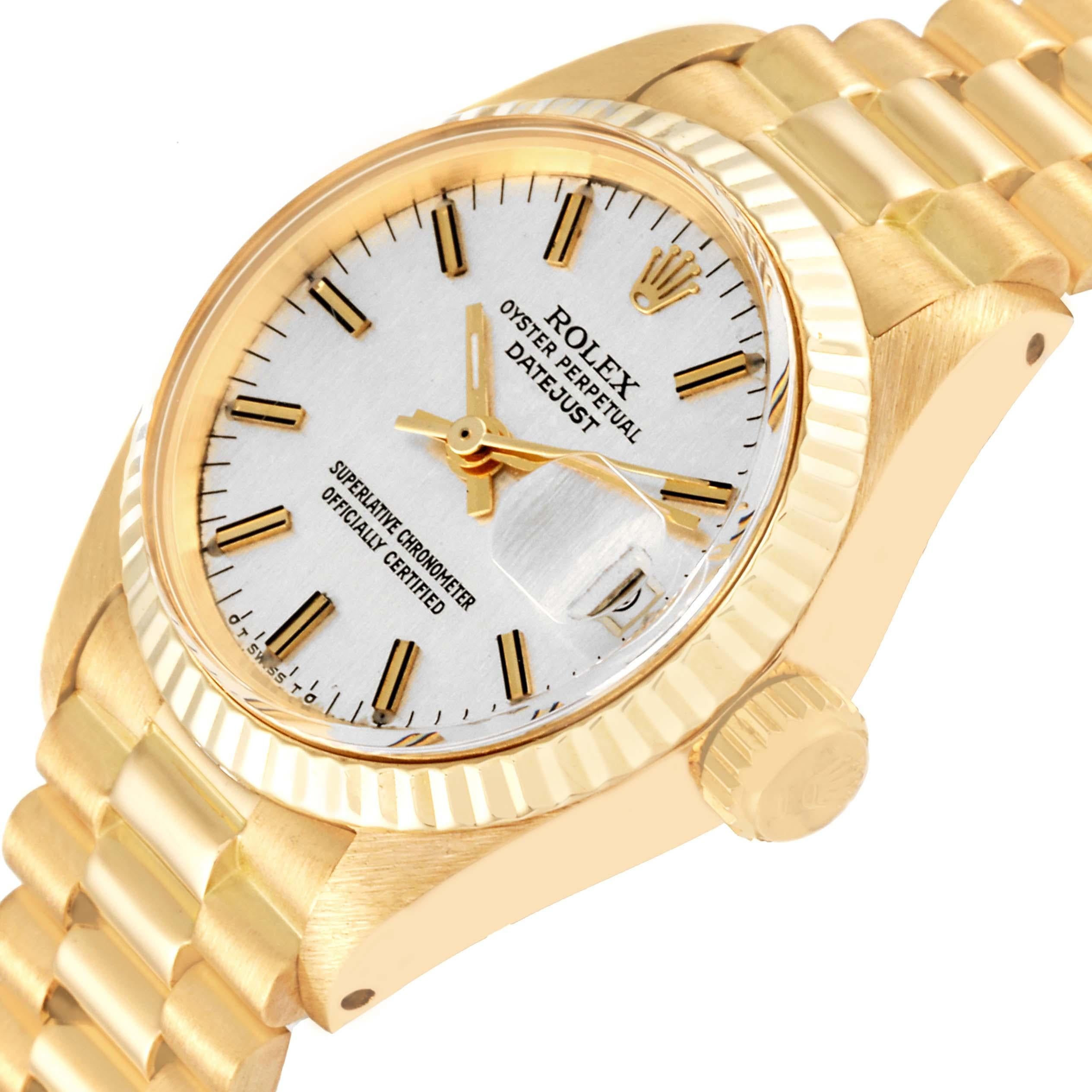 Rolex Datejust Präsident Silber Zifferblatt Gelbgold Vintage Damenuhr 6917 2