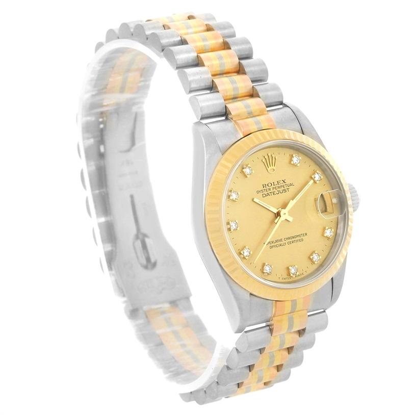Rolex Datejust President Tridor 18 Karat Gold Diamond Midsize Watch 68279 1
