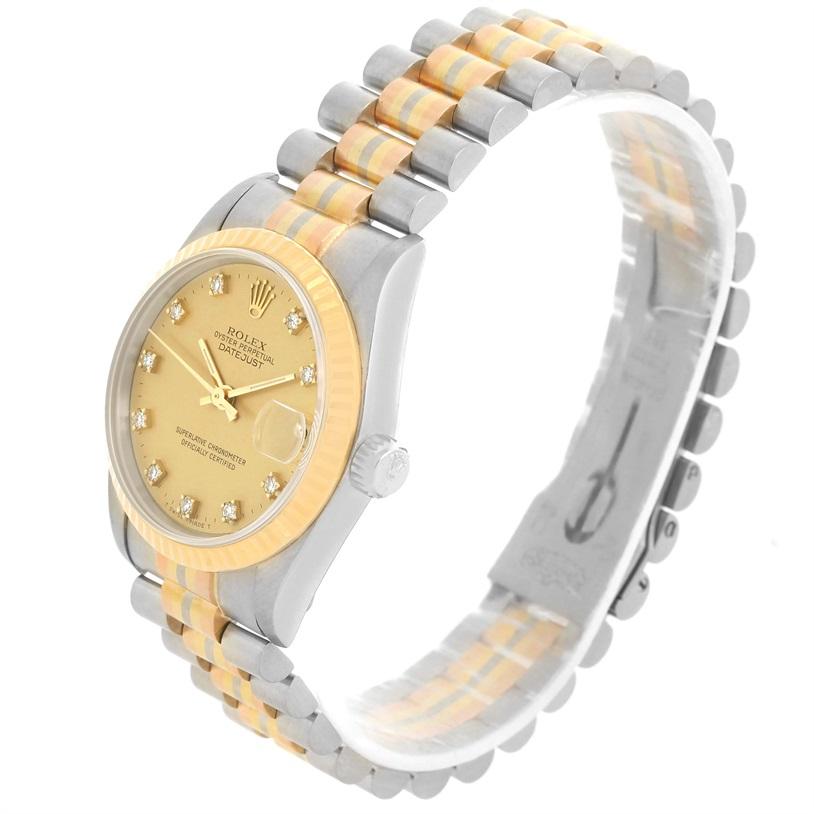 Rolex Datejust President Tridor 18 Karat Gold Diamond Midsize Watch 68279 2