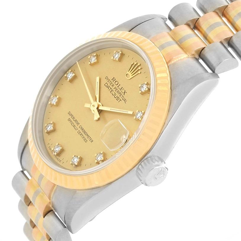 Rolex Datejust President Tridor 18 Karat Gold Diamond Midsize Watch 68279 3