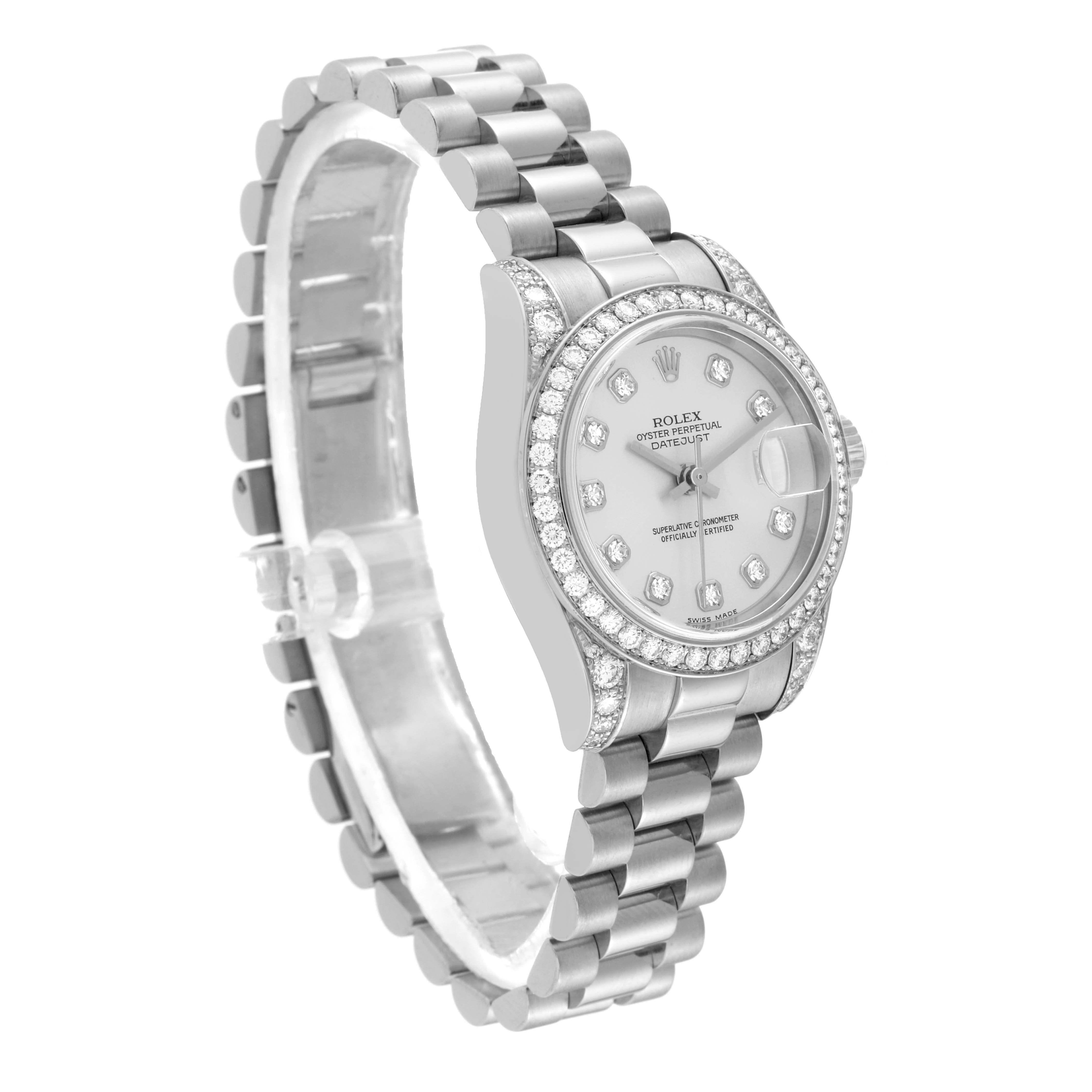 Rolex Datejust President White Gold Diamond Bezel Ladies Watch 179159 Box Papers For Sale 2
