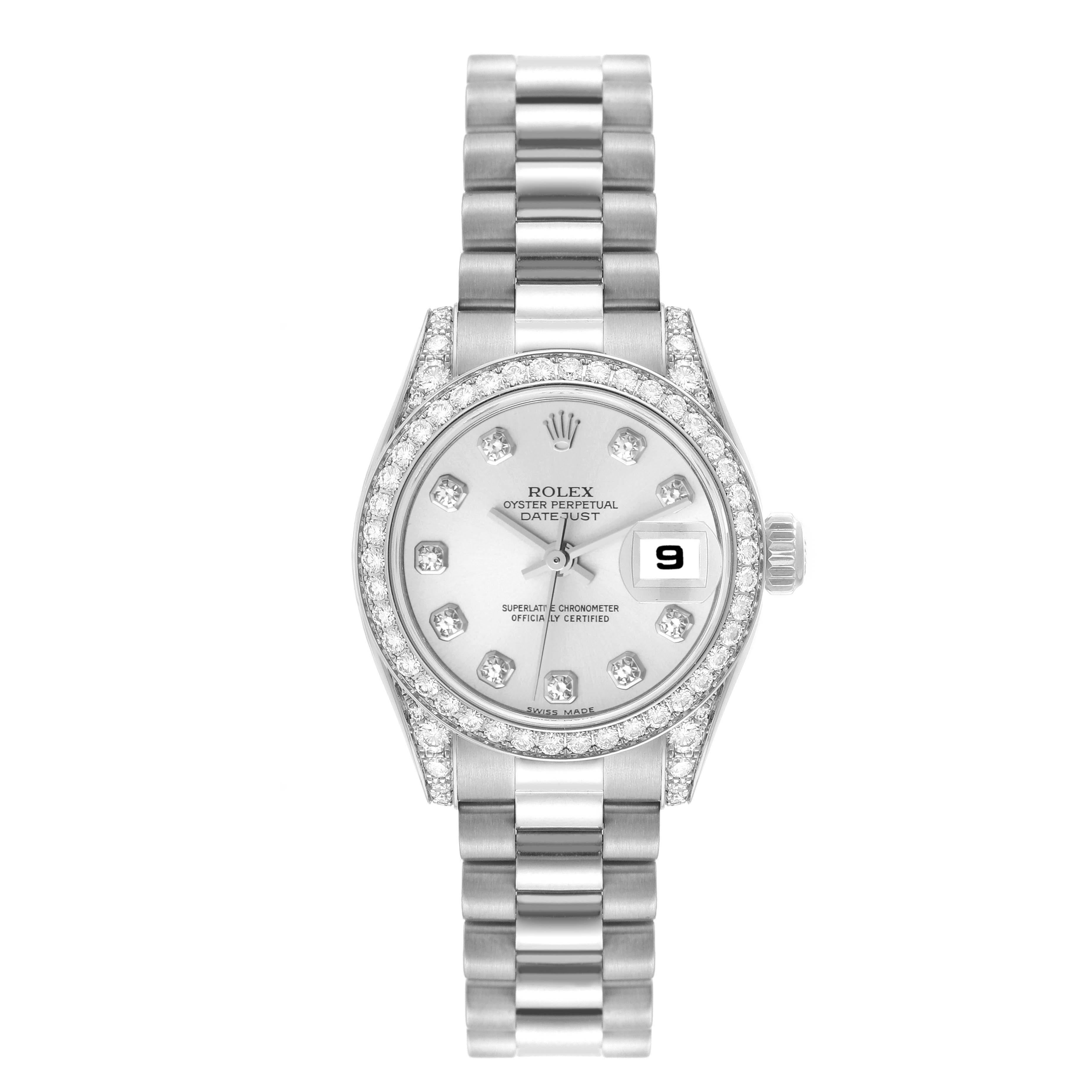 Rolex Datejust President White Gold Diamond Bezel Ladies Watch 179159 Box Papers For Sale 3