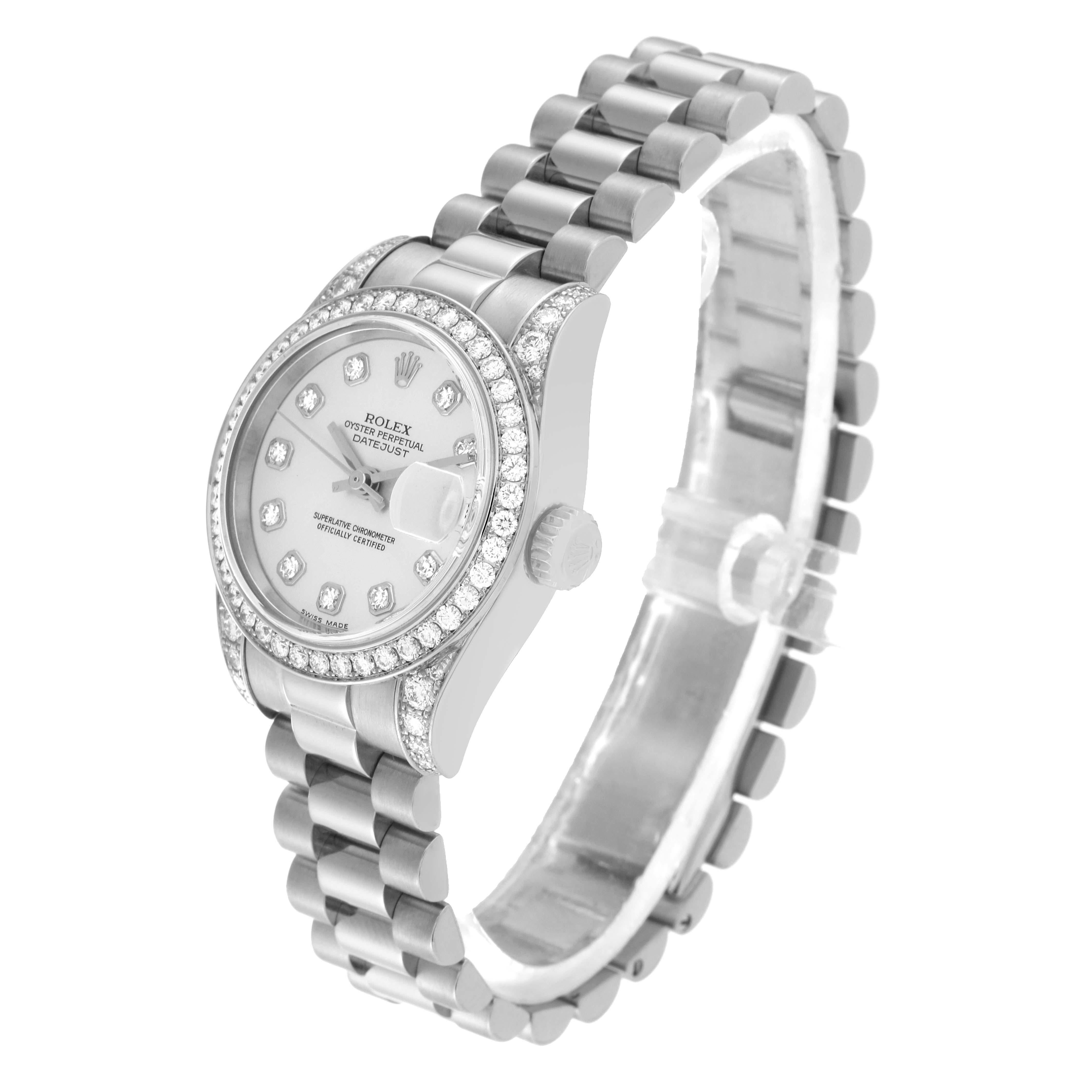 Rolex Datejust President White Gold Diamond Bezel Ladies Watch 179159 Box Papers For Sale 5