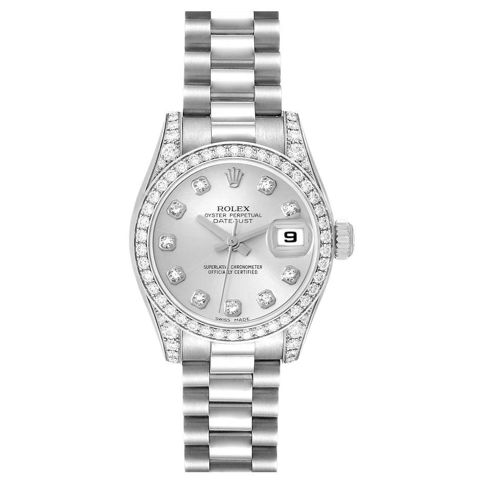 Rolex President Datejust Midsize White Gold Diamond Ladies Watch 68289