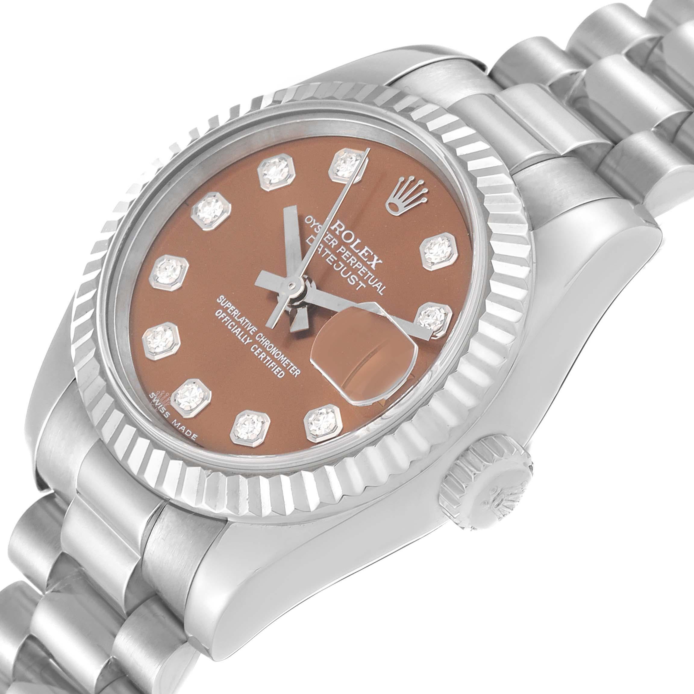 Women's Rolex Datejust President White Gold Diamond Ladies Watch 179179 Box Papers
