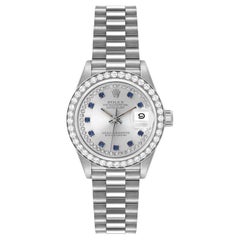 Rolex Datejust President White Gold Diamond Sapphire Ladies Watch 69139