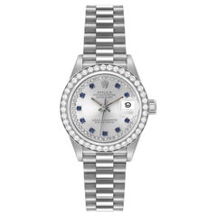 Rolex Datejust President Oro Blanco Diamante Zafiro Reloj Señora 69139