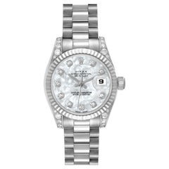 Rolex Datejust President White Gold MOP Dial Diamond Ladies Watch 179159