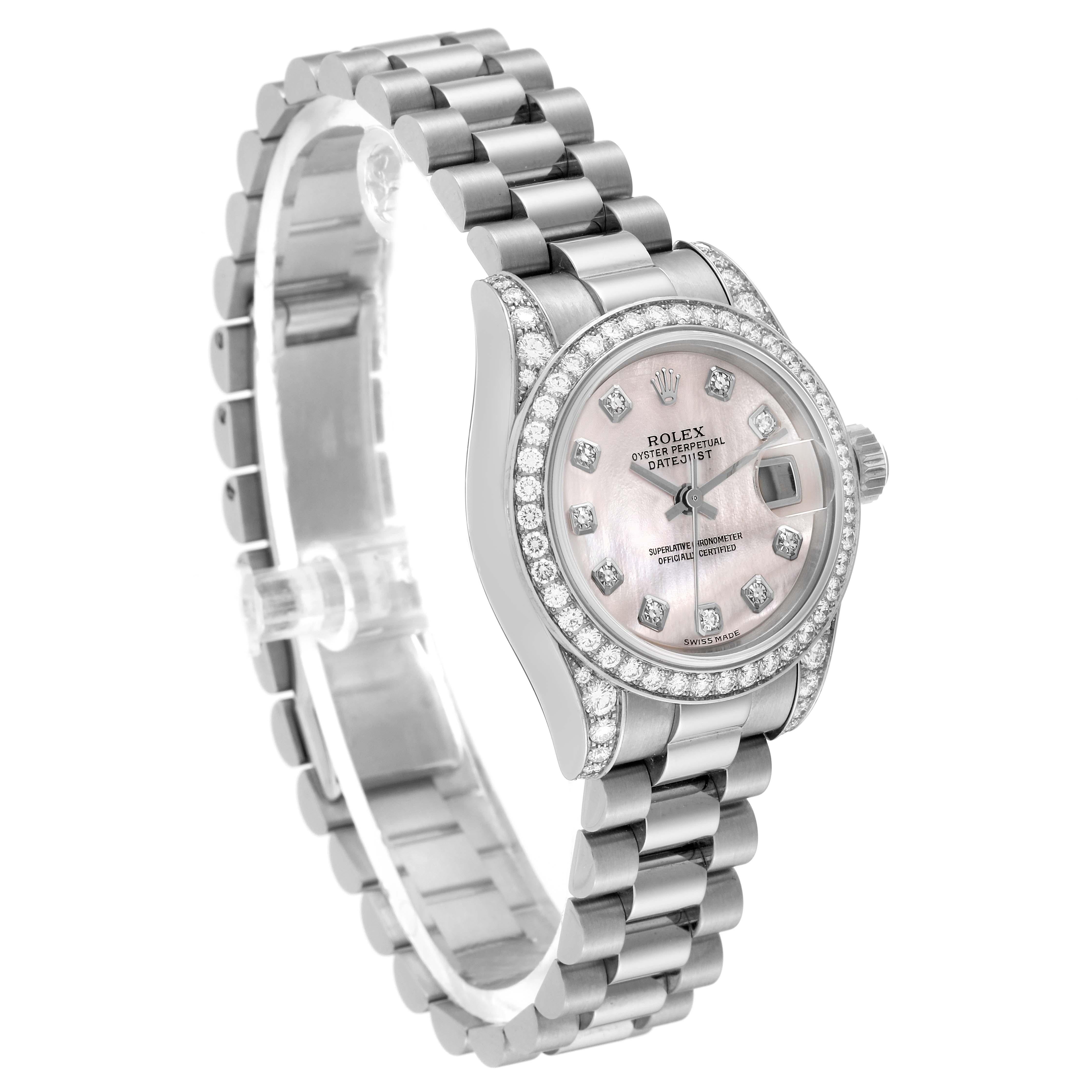 Rolex Datejust President White Gold Mother of Pearl Dial Diamond Watch 179159 For Sale 6