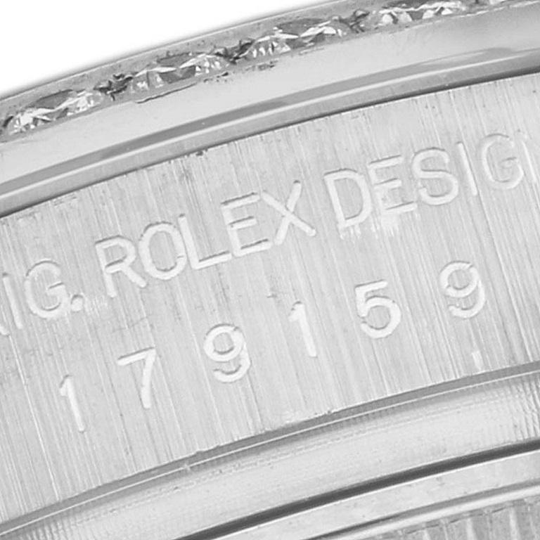 Rolex Datejust President White Gold Mother of Pearl Dial Diamond Watch 179159 In Excellent Condition For Sale In Atlanta, GA
