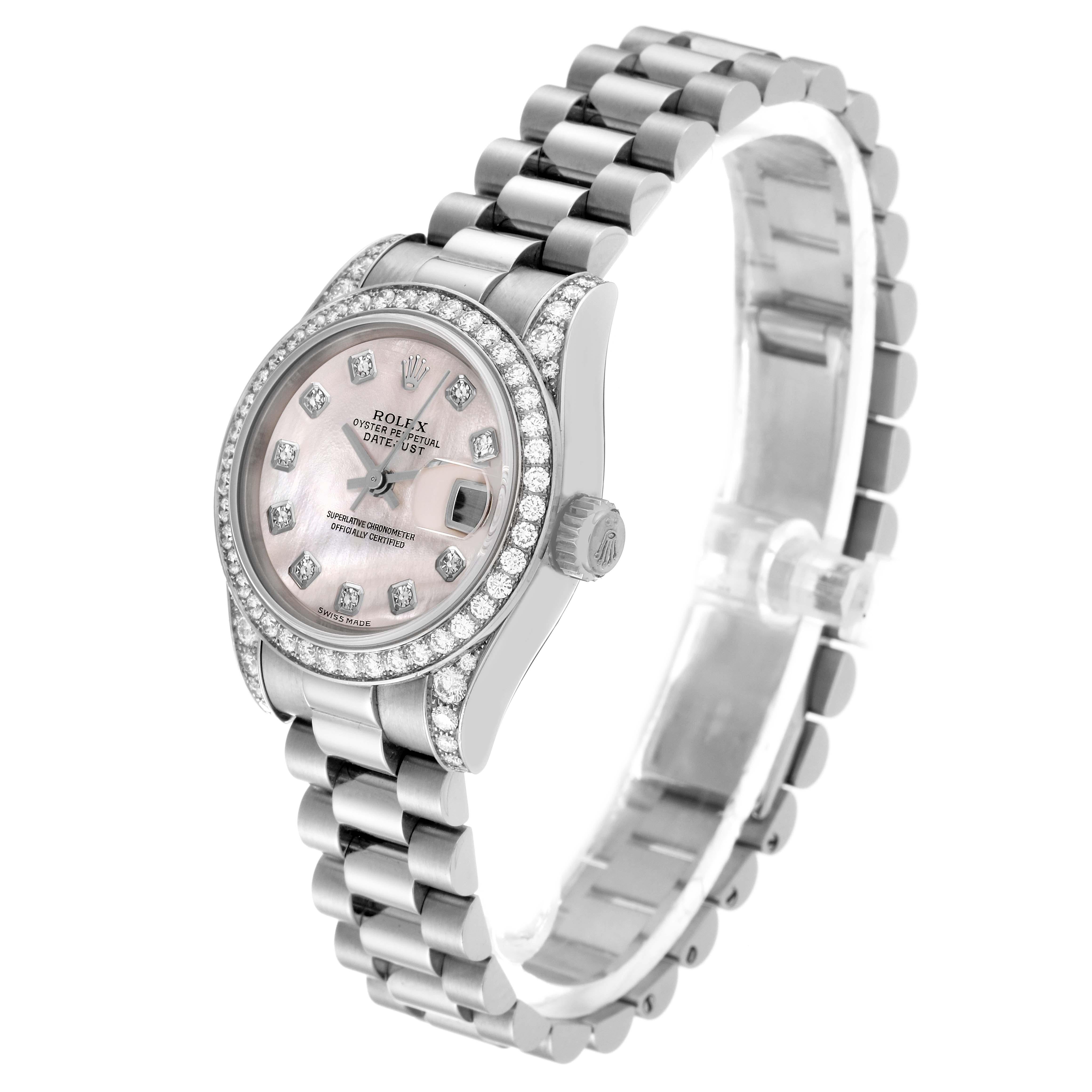 Rolex Datejust President White Gold Mother of Pearl Dial Diamond Watch 179159 For Sale 5